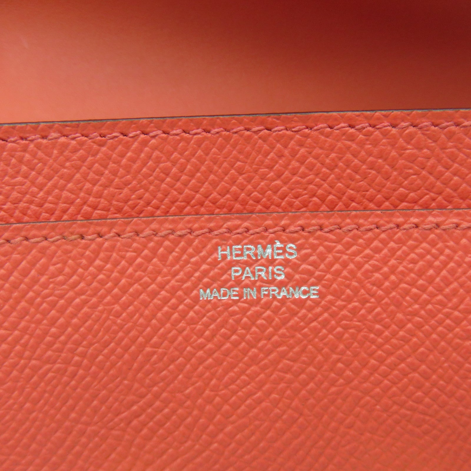 HERMES Epsom皮革Constance Wallet銀扣長錢包Rose Jaipur蜜桃紅色