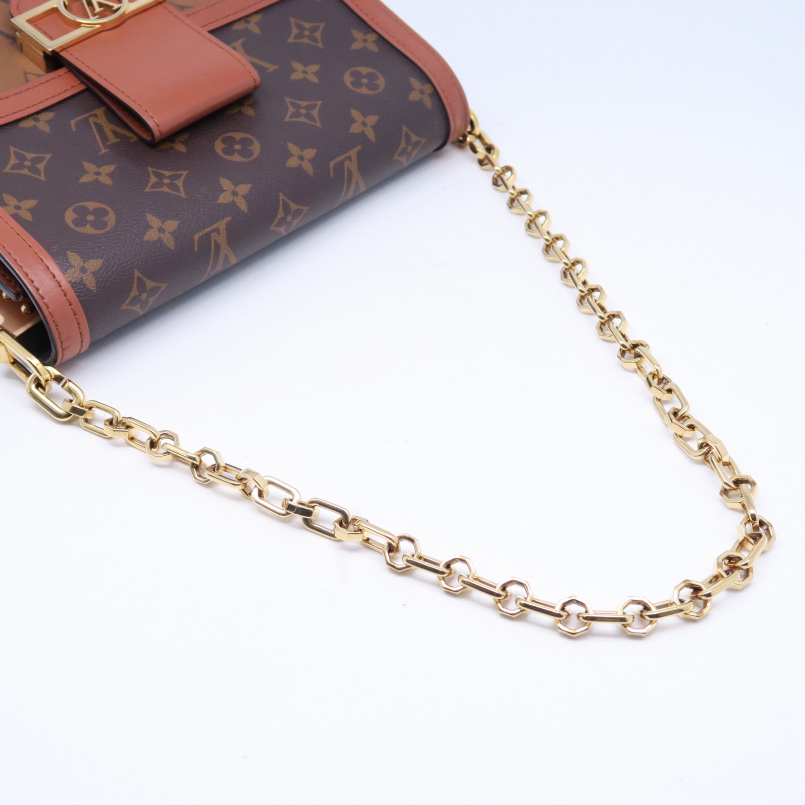 LOUIS VUITTON Monogram Dauphine MM金扣肩背袋啡色
