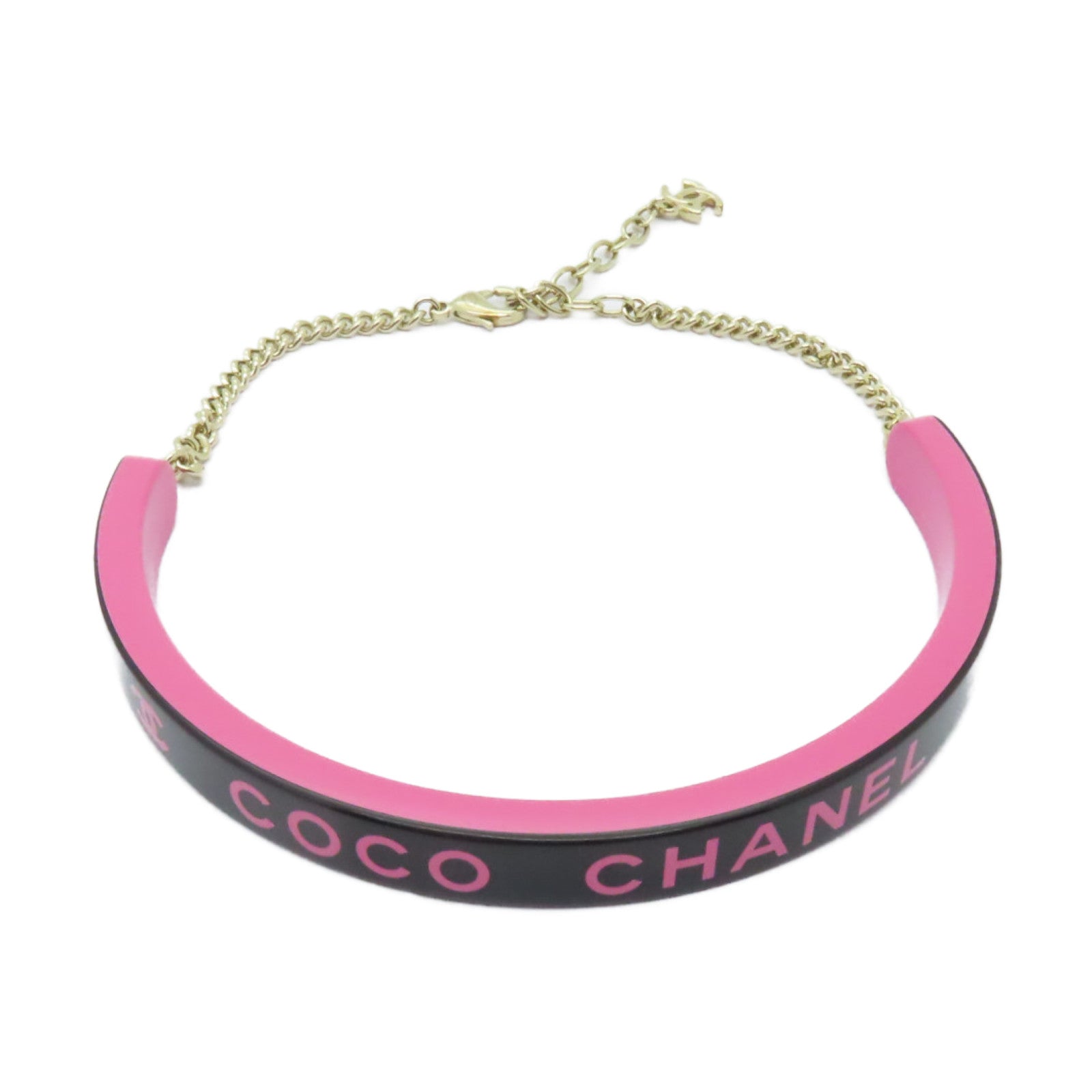 CHANEL PVC/金屬Necklace項鍊粉紅色/黒色