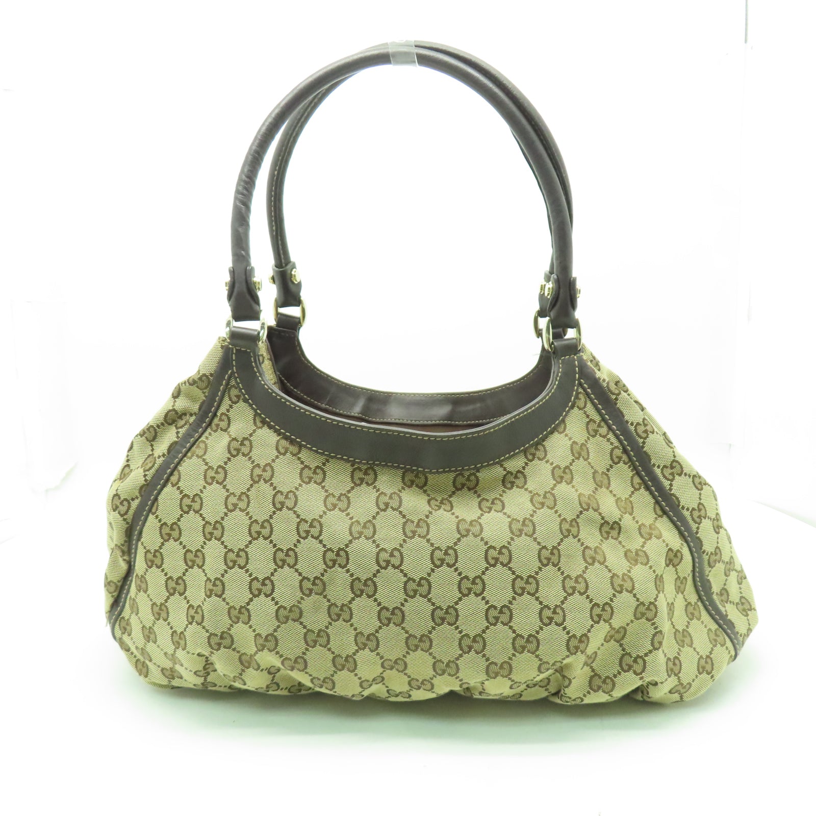 GUCCI 帆布Tote Bag金扣手挽袋棕色