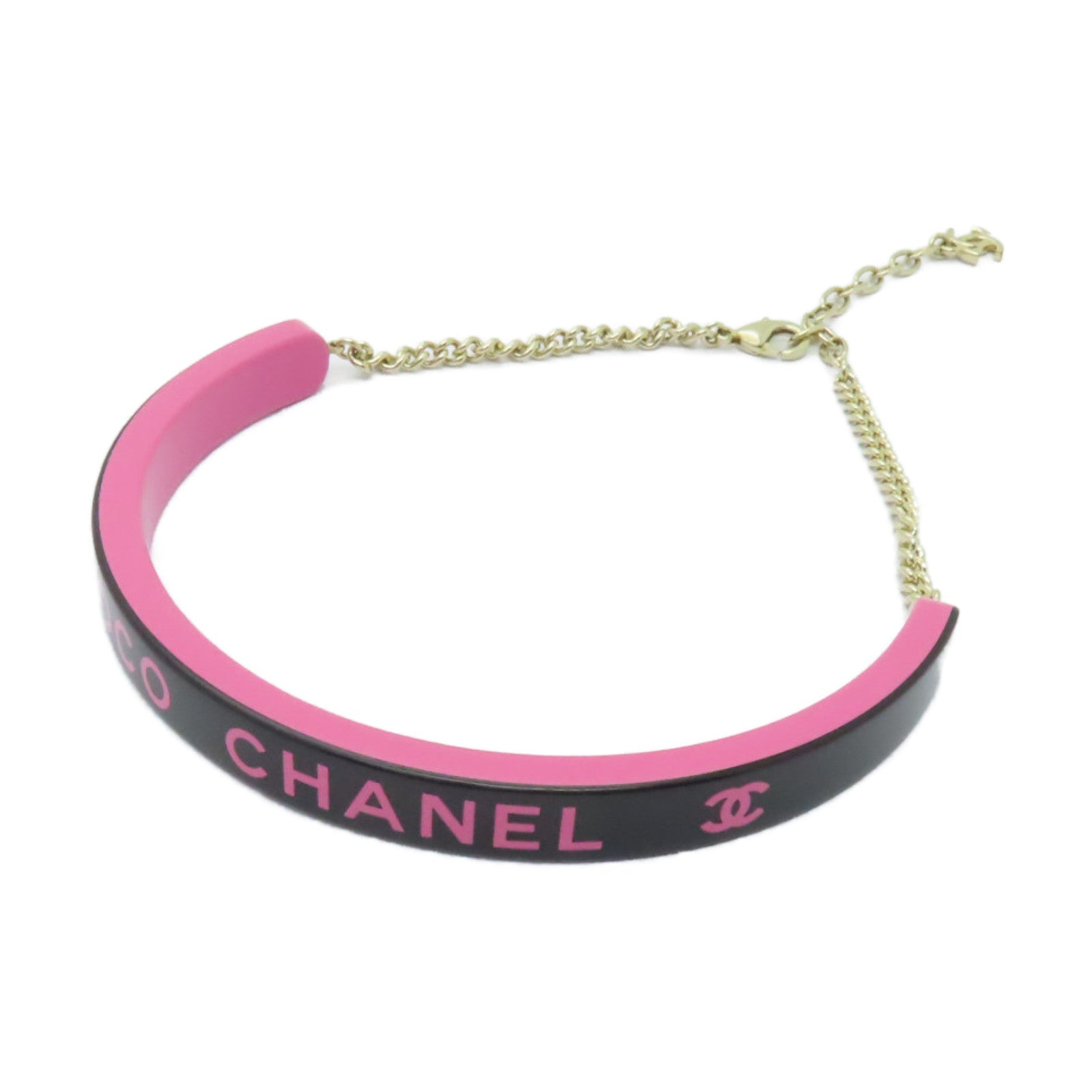 CHANEL PVC/金屬Necklace項鍊粉紅色/黒色