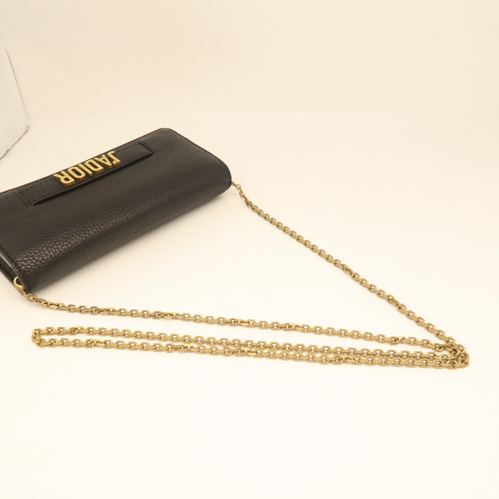 Dior Leather Chain Shoulder Gold Buckle Shoulder Bag Black
