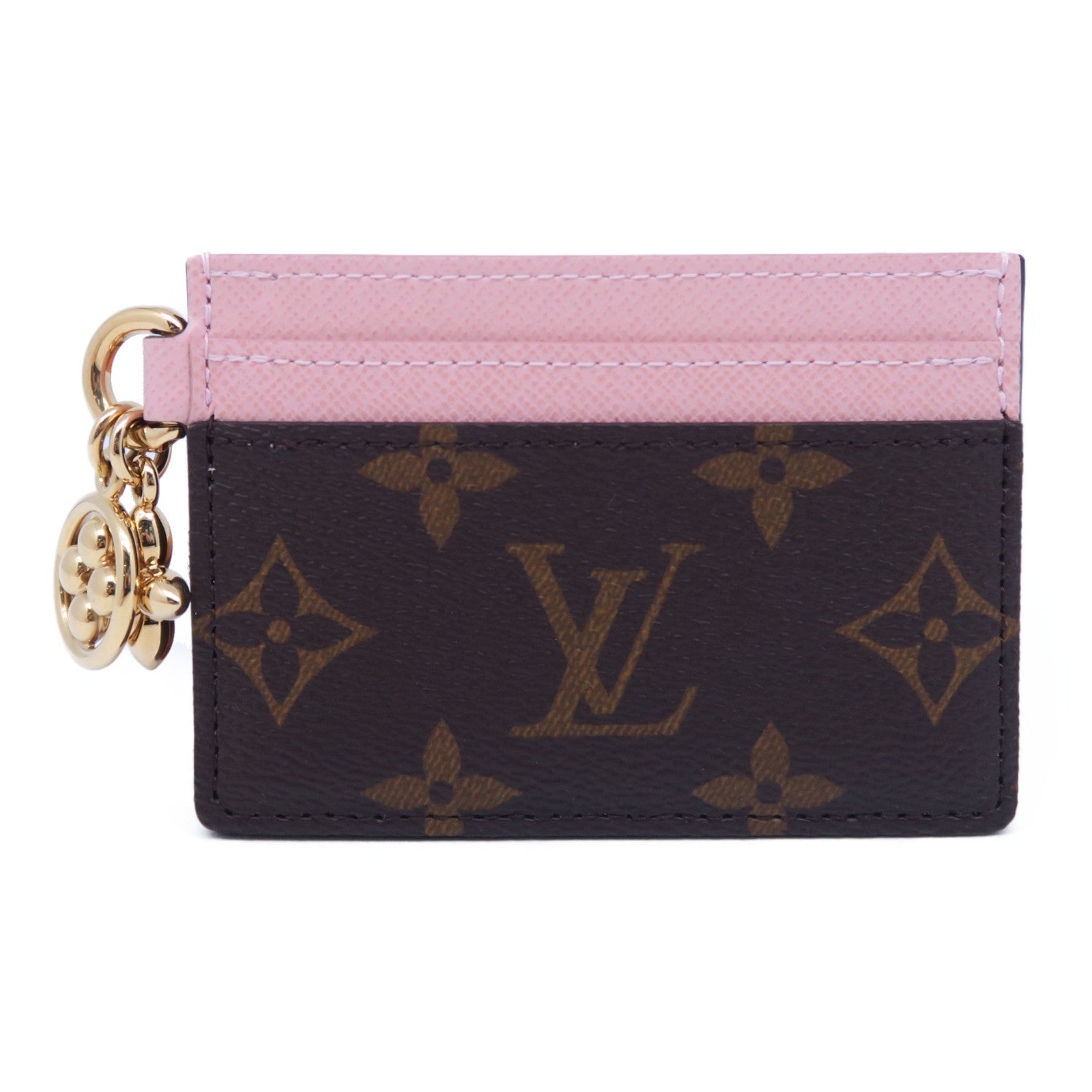 LOUIS VUITTON Monogram Charms Card Holder金扣卡片套啡色/粉紅色