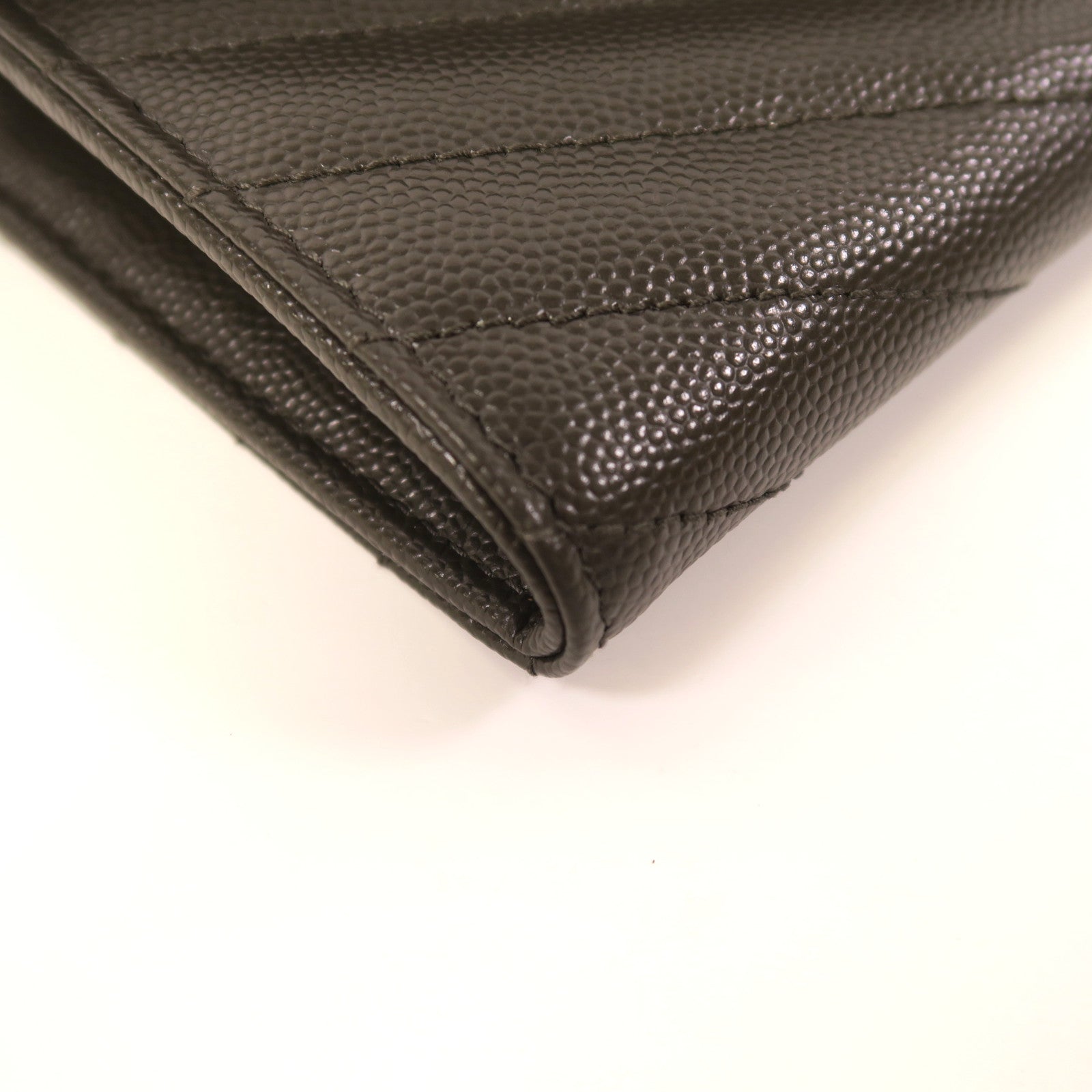 YVES SAINT LAURENT 皮革Long Wallet銀扣長錢包灰色