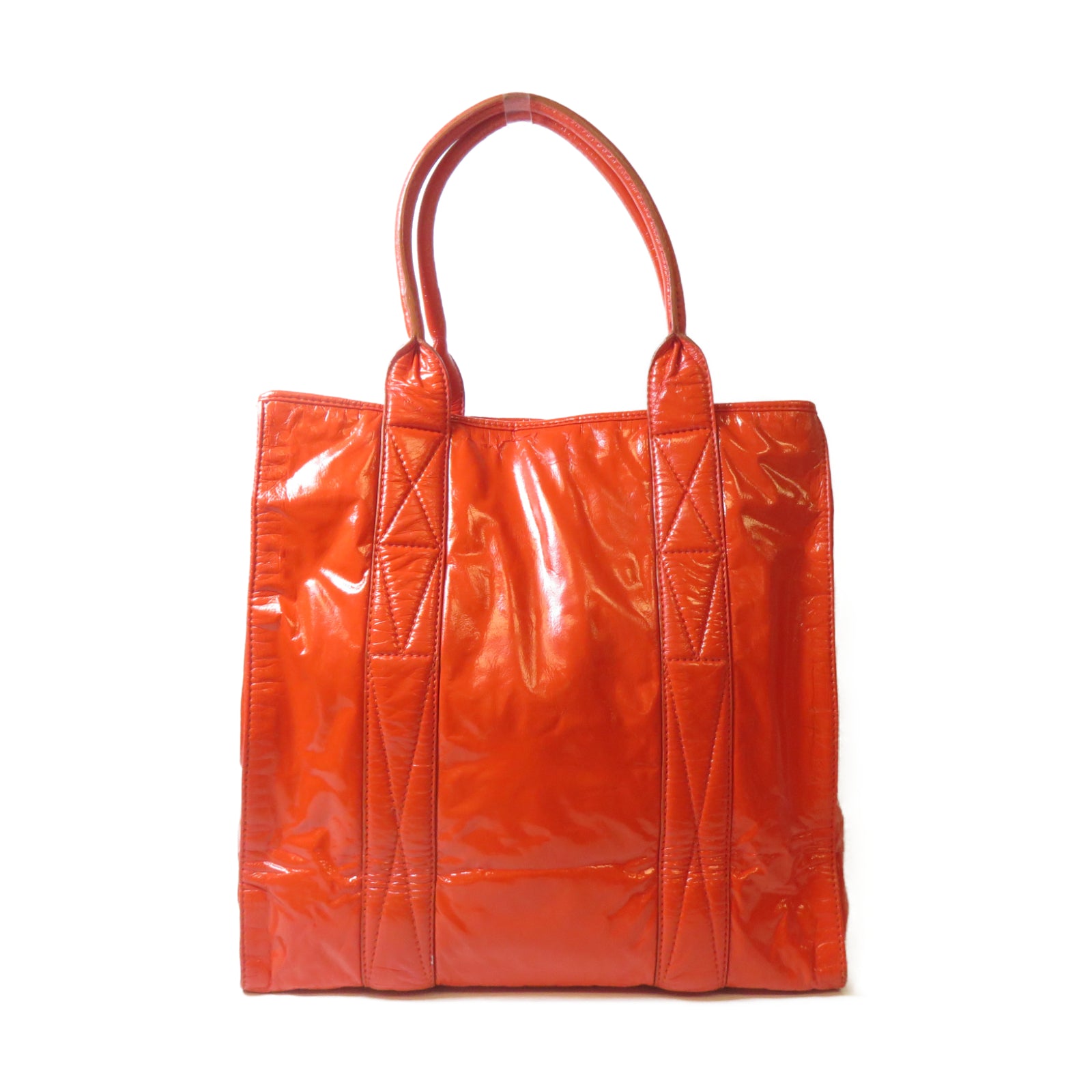 Miu Miu 漆皮皮革Tote Bag金扣手挽袋橙色