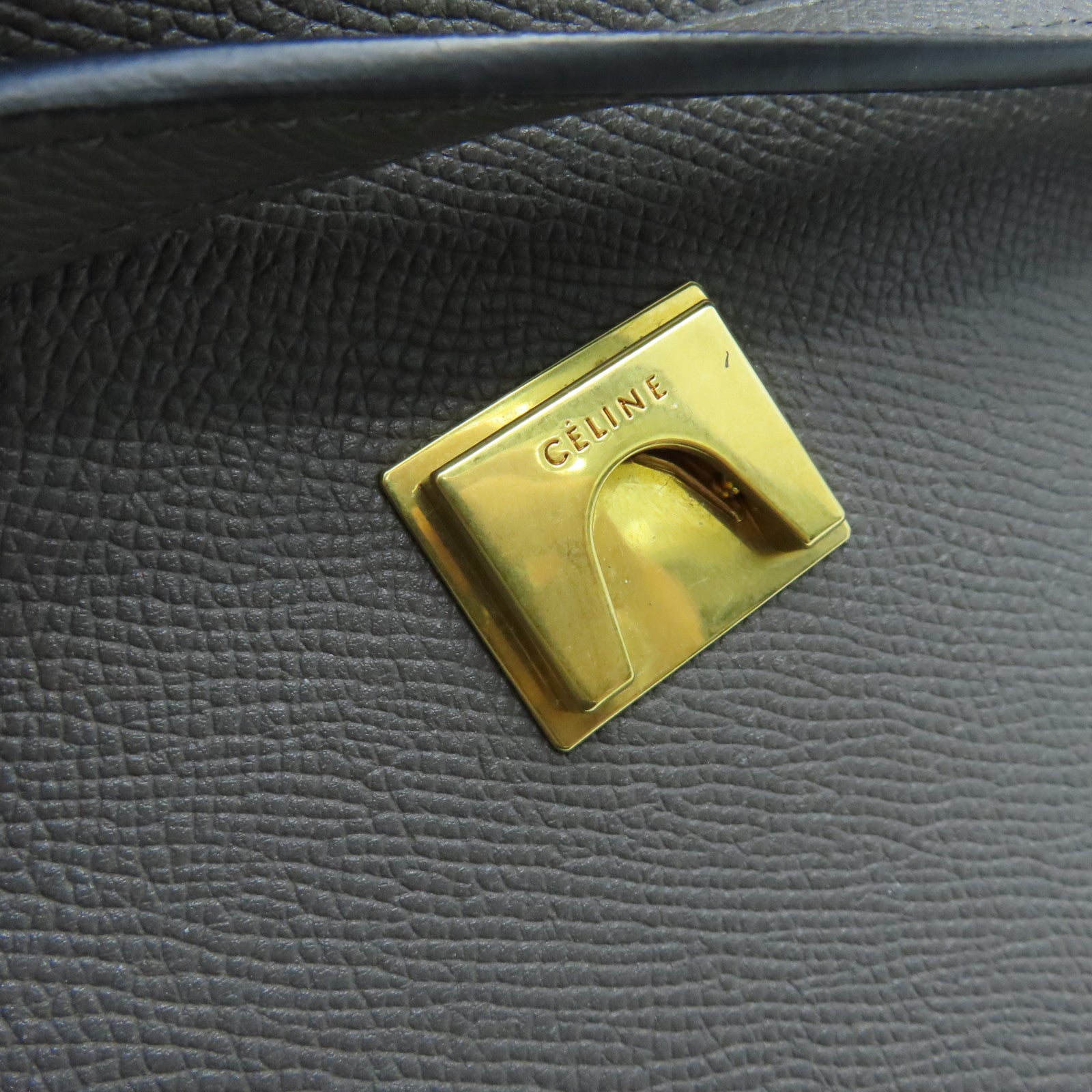 CELINE 牛皮皮革Belt Bag金扣手挽肩背兩用袋灰色