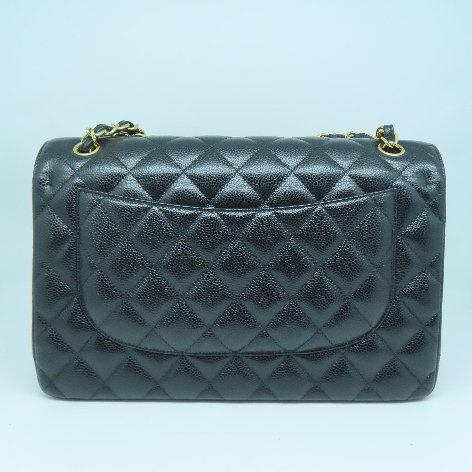 CHANEL 菱格牛皮皮革Chain Shoulder Bag金扣链带肩背袋黑色