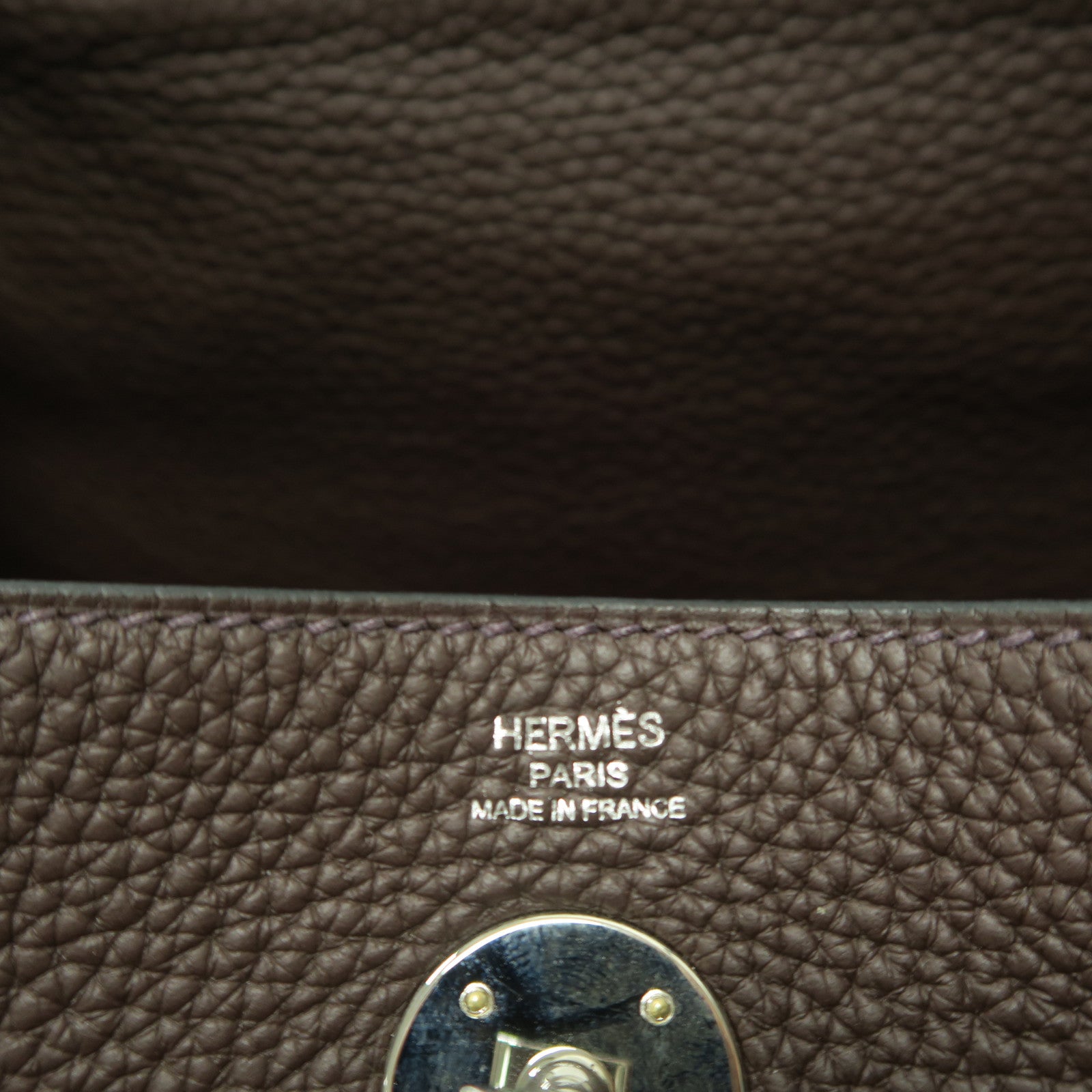 HERMES Clemence皮革Lindy 26銀扣手挽肩背兩用袋紅棕色
