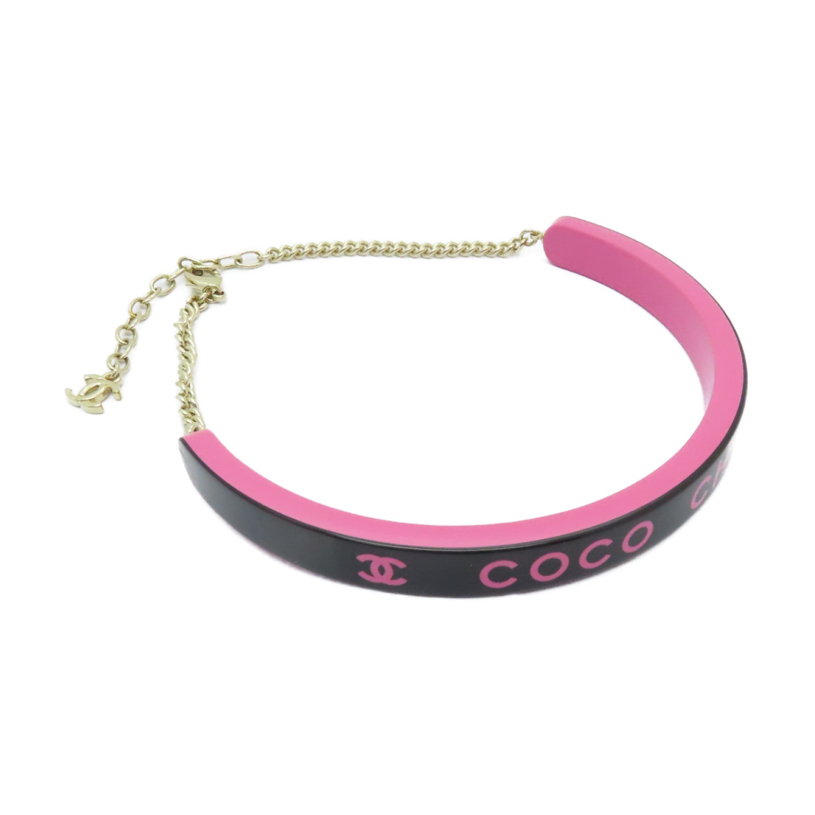CHANEL PVC/金屬Necklace項鍊粉紅色/黒色