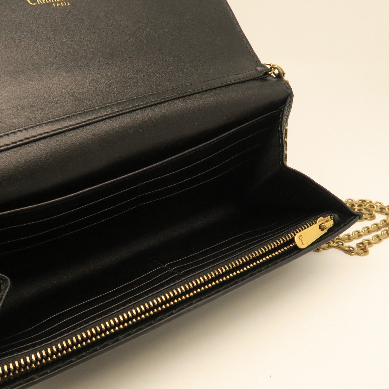 Dior Leather Chain Shoulder Gold Buckle Shoulder Bag Black