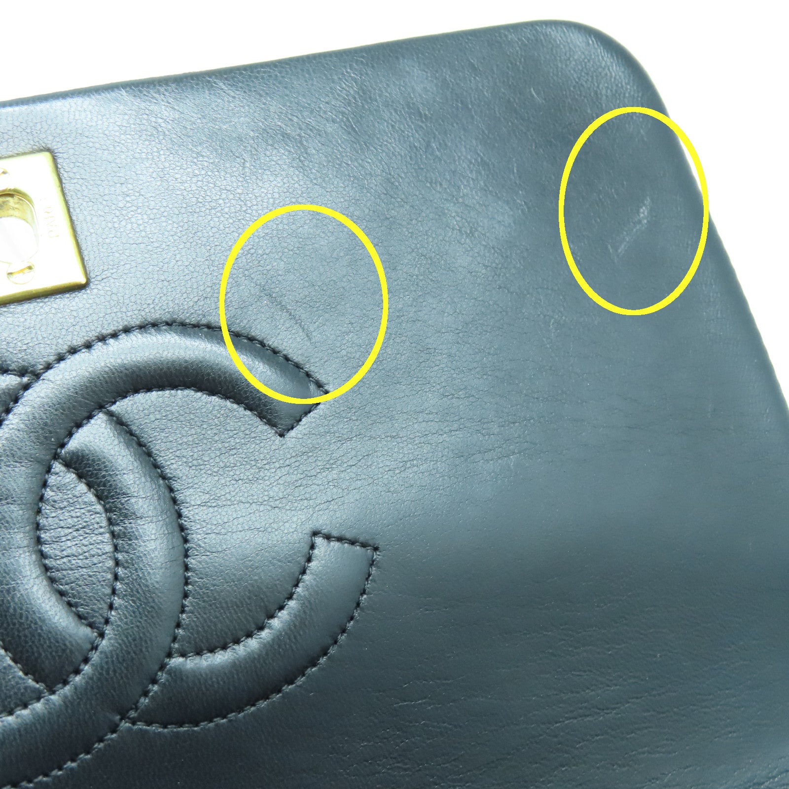 CHANEL 菱格羊皮皮革Chain Shoulder Bag金扣鏈帶肩背袋黑色