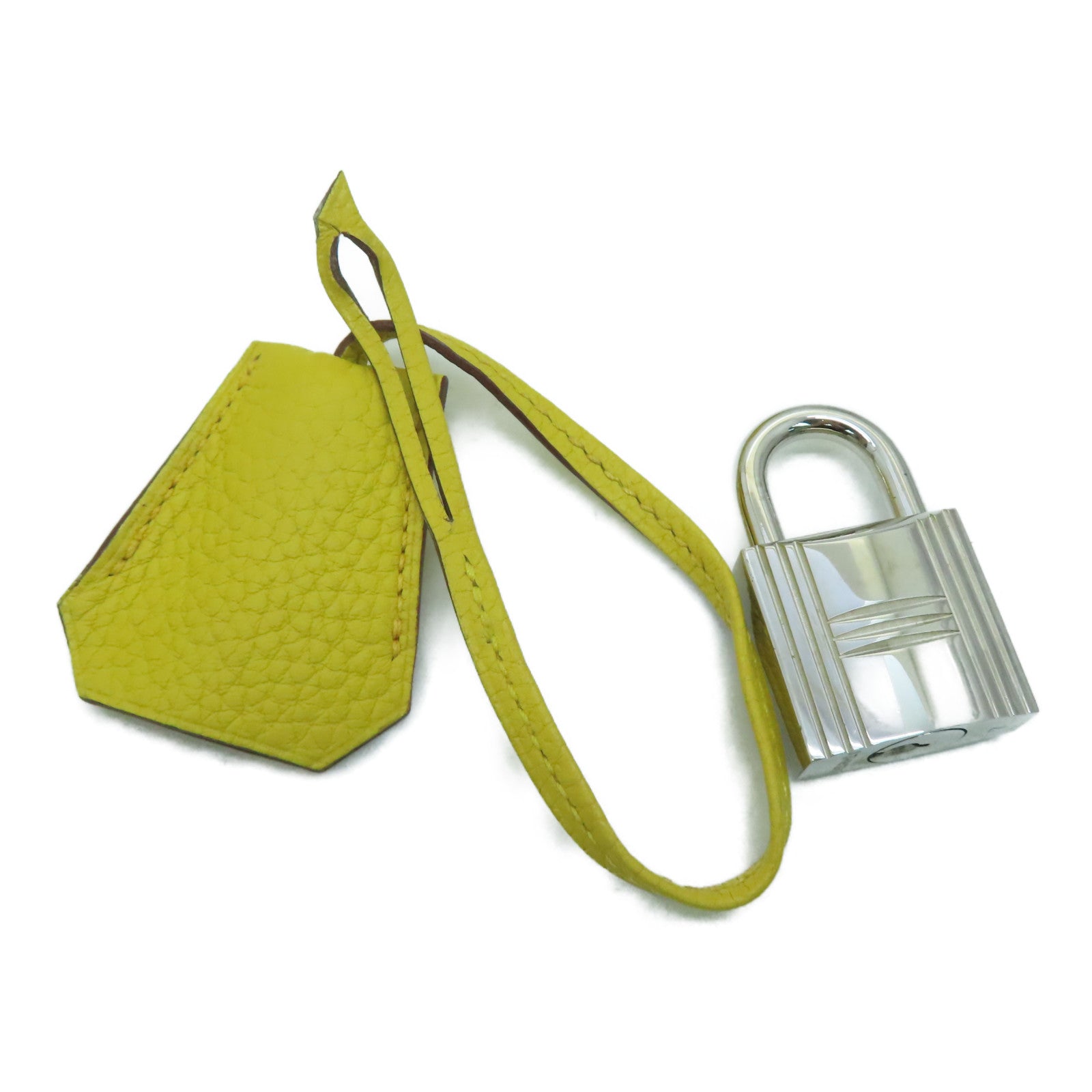 HERMES Clemence皮革Shoulder Birkin银扣手挽袋/肩背袋Jaune Ambre/黄色