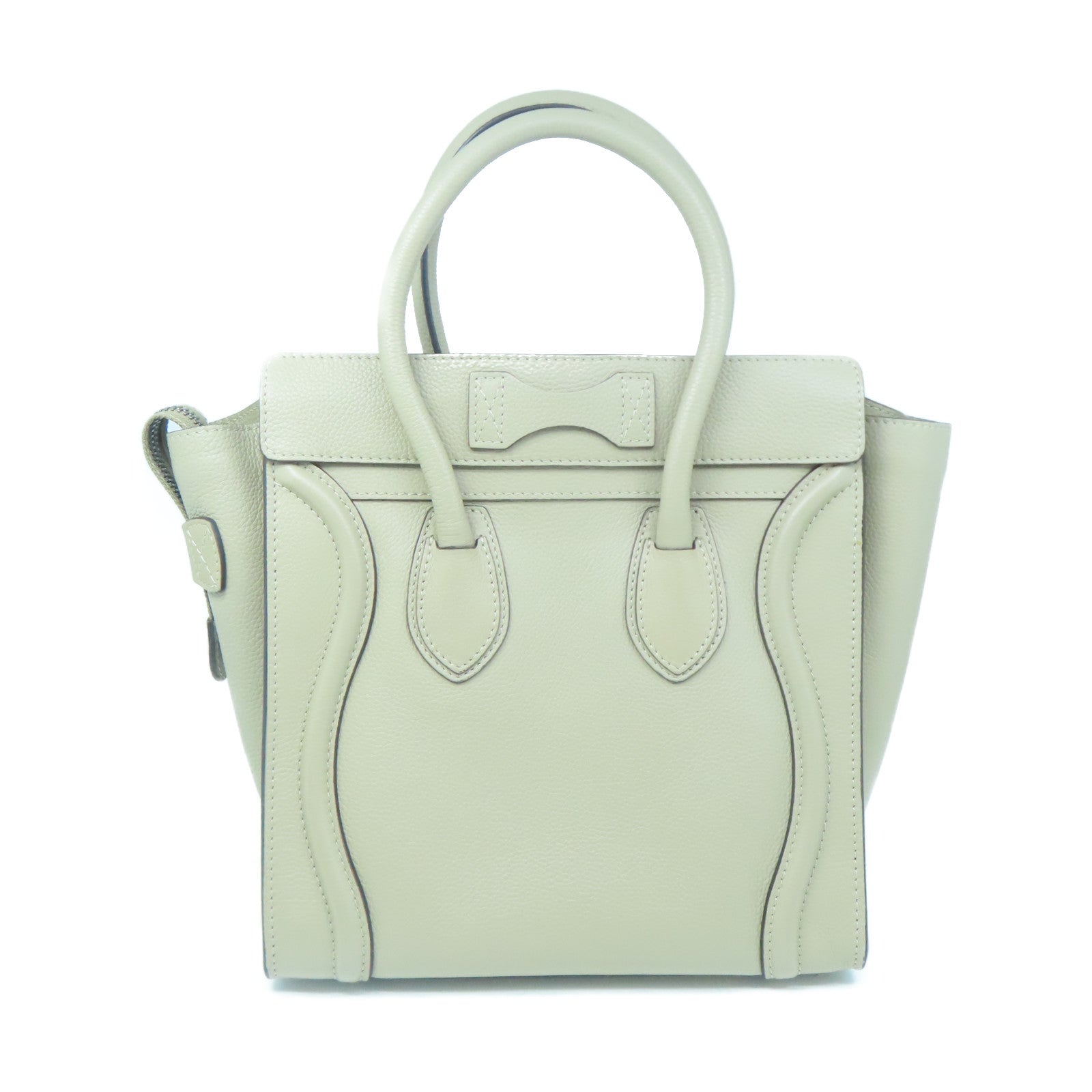 CELINE Cowhide Leather Micro Luggage Silver Buckle Handle Bag Gray