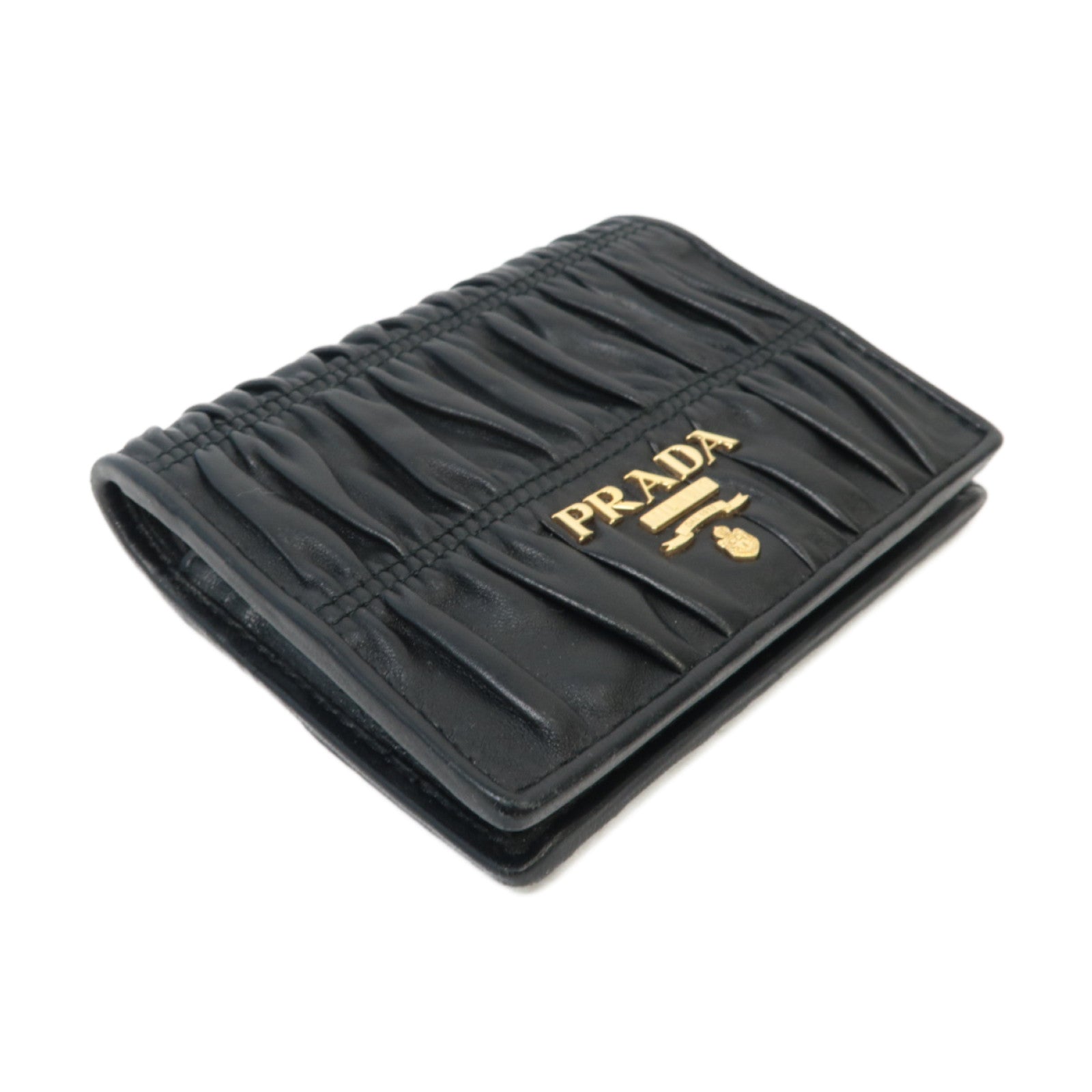 PRADA 羊皮皮革Wallet金扣錢包黑色