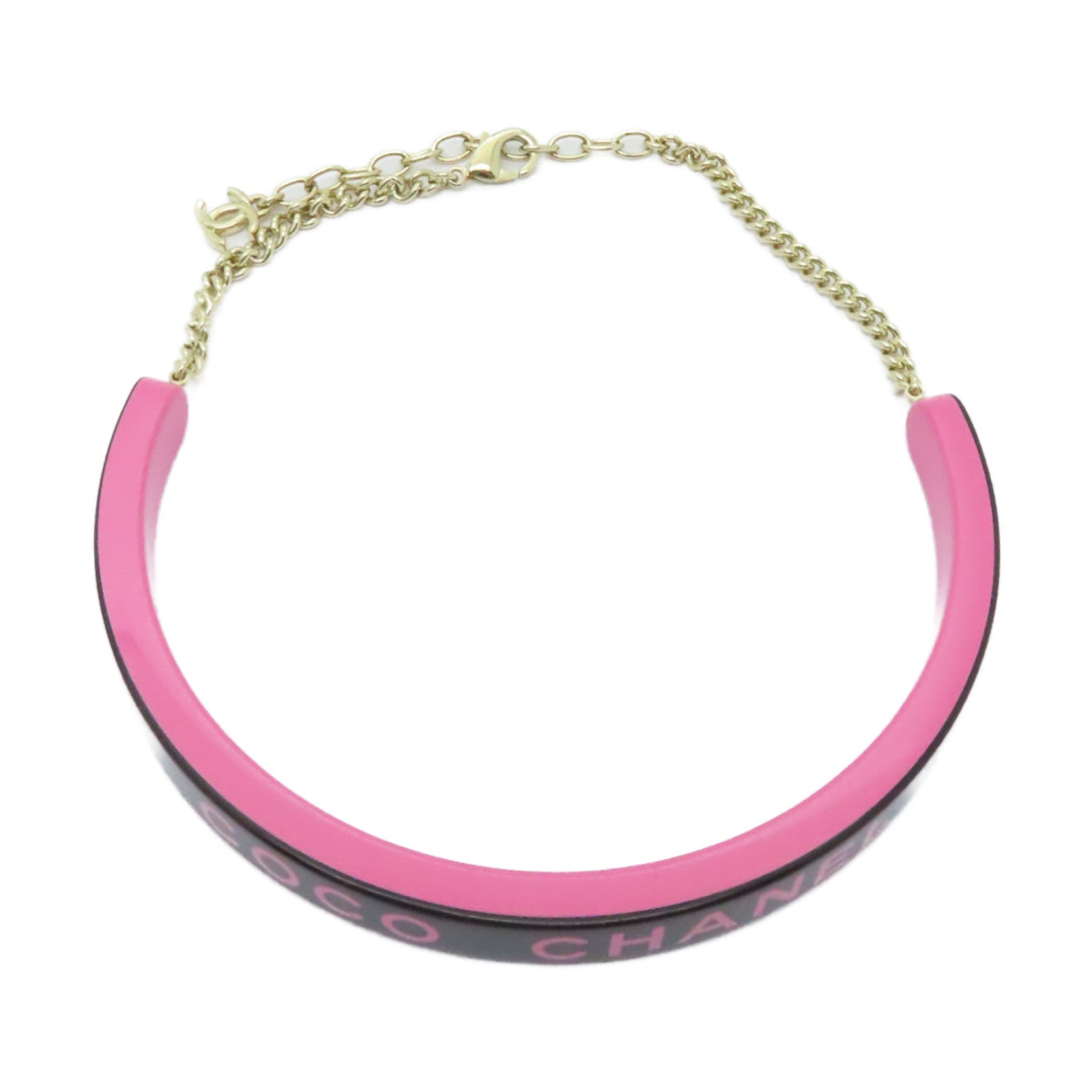 CHANEL PVC/金屬Necklace項鍊粉紅色/黒色