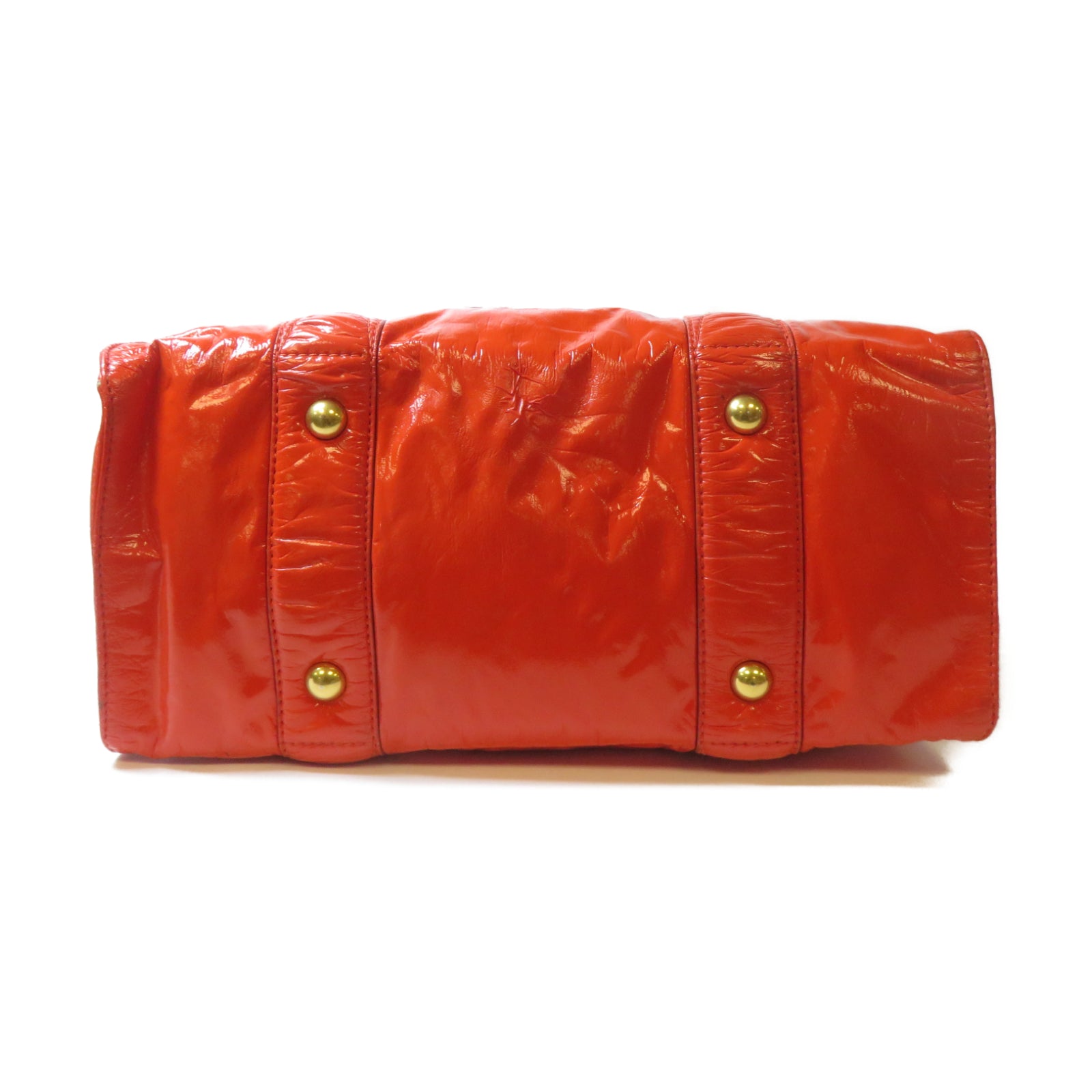 Miu Miu 漆皮皮革Tote Bag金扣手挽袋橙色
