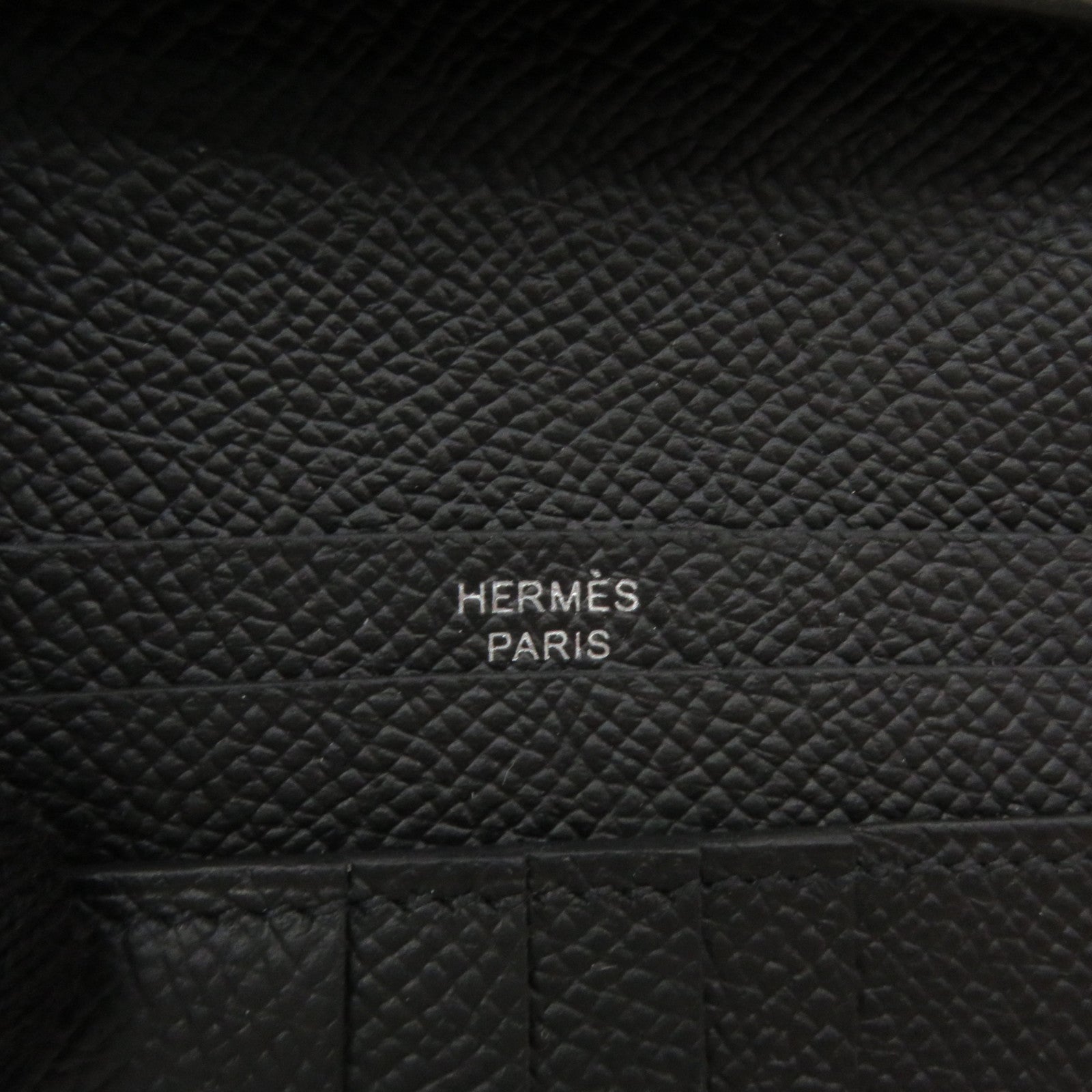 HERMES Epsom皮革Bearn Wallet銀扣短錢包黑色