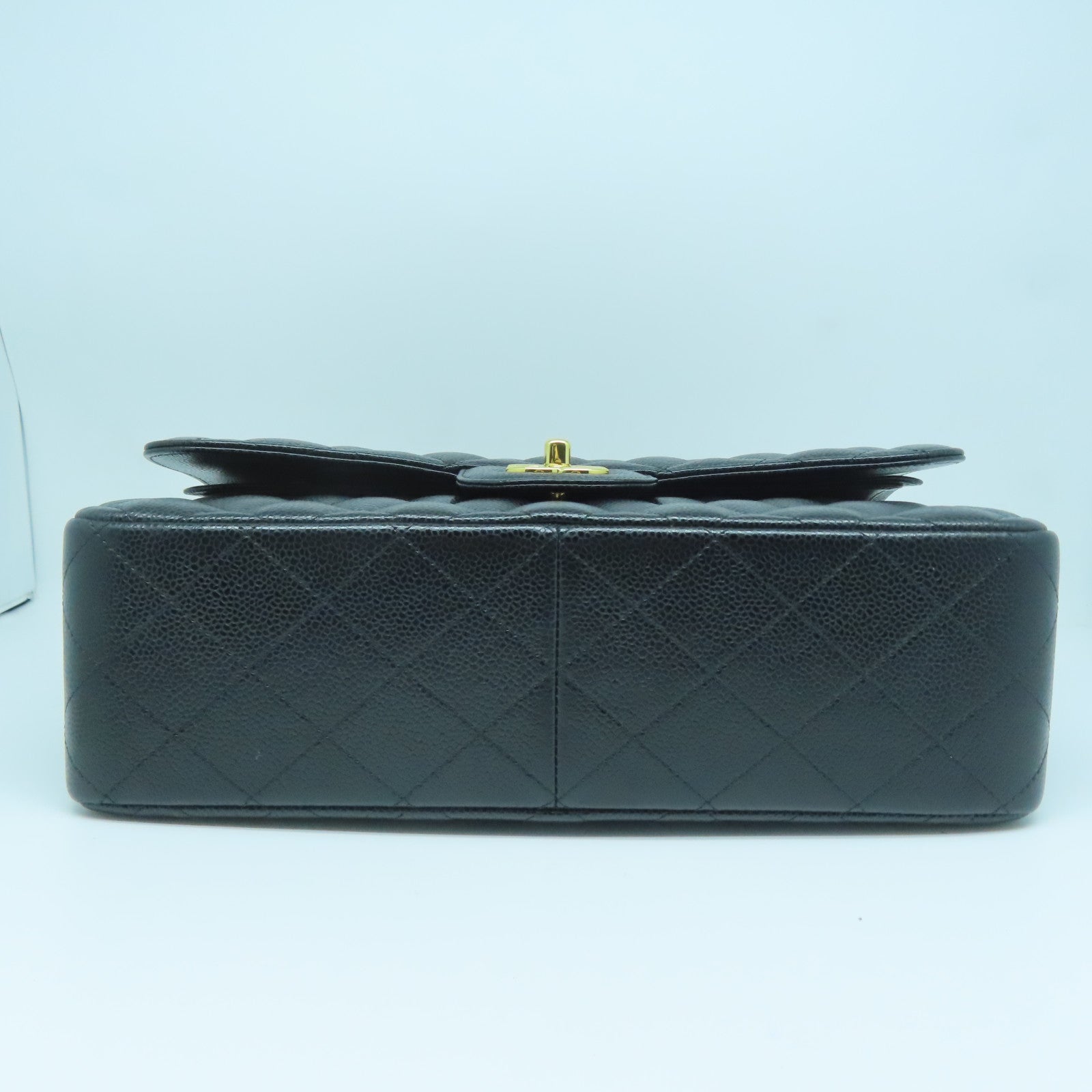 CHANEL 菱格牛皮皮革Chain Shoulder Bag金扣链带肩背袋黑色
