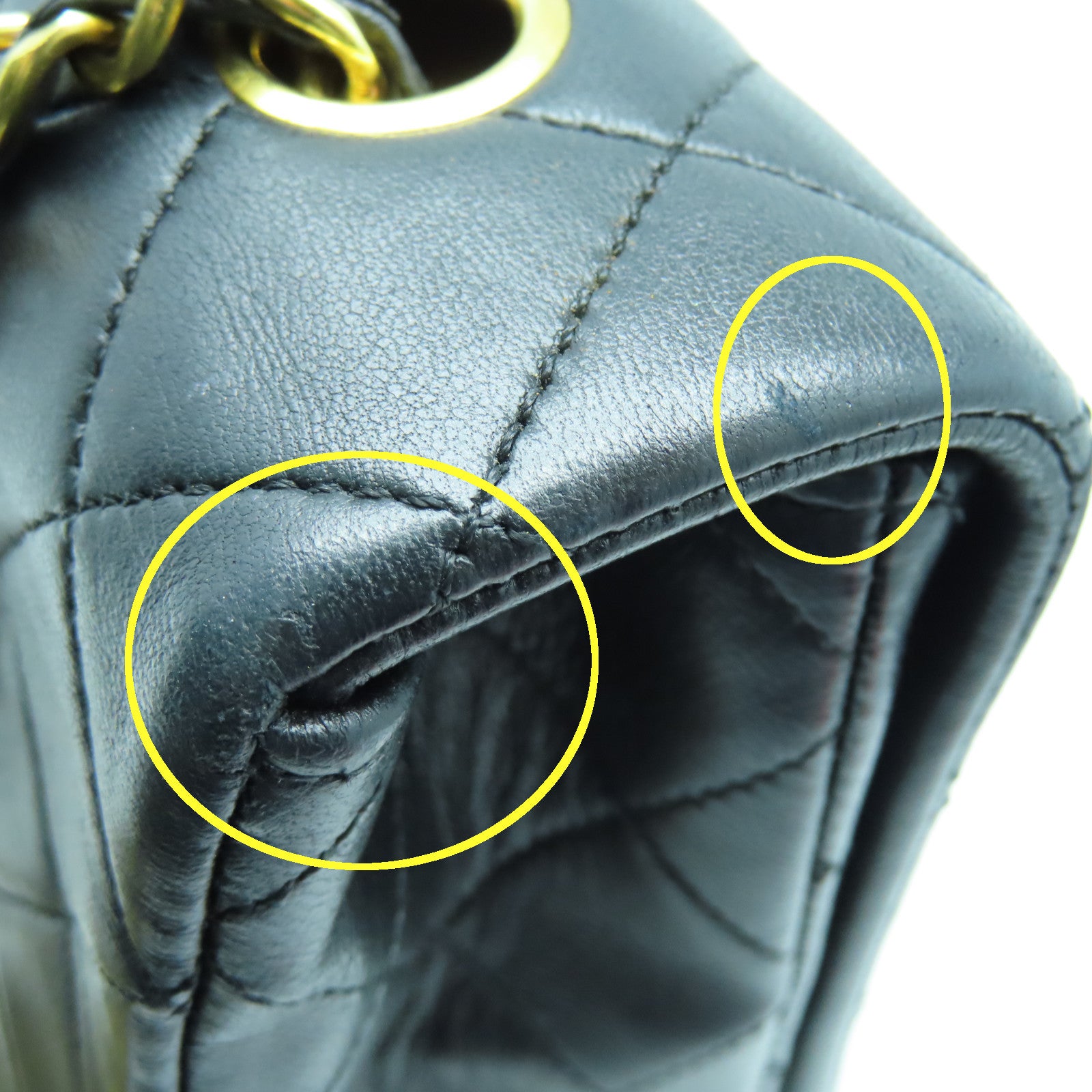 CHANEL 菱格羊皮皮革Chain Shoulder Bag金扣鏈帶肩背袋黑色