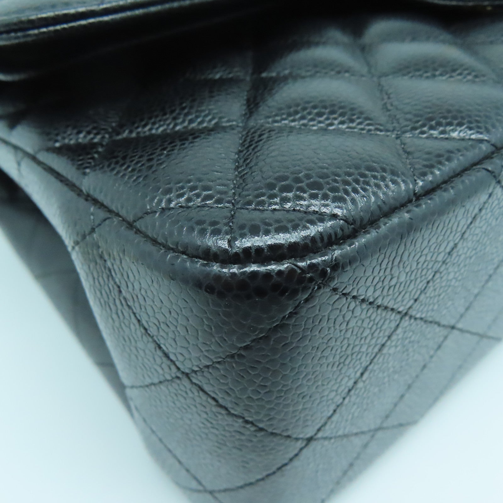 CHANEL 菱格牛皮皮革Chain Shoulder Bag金扣链带肩背袋黑色