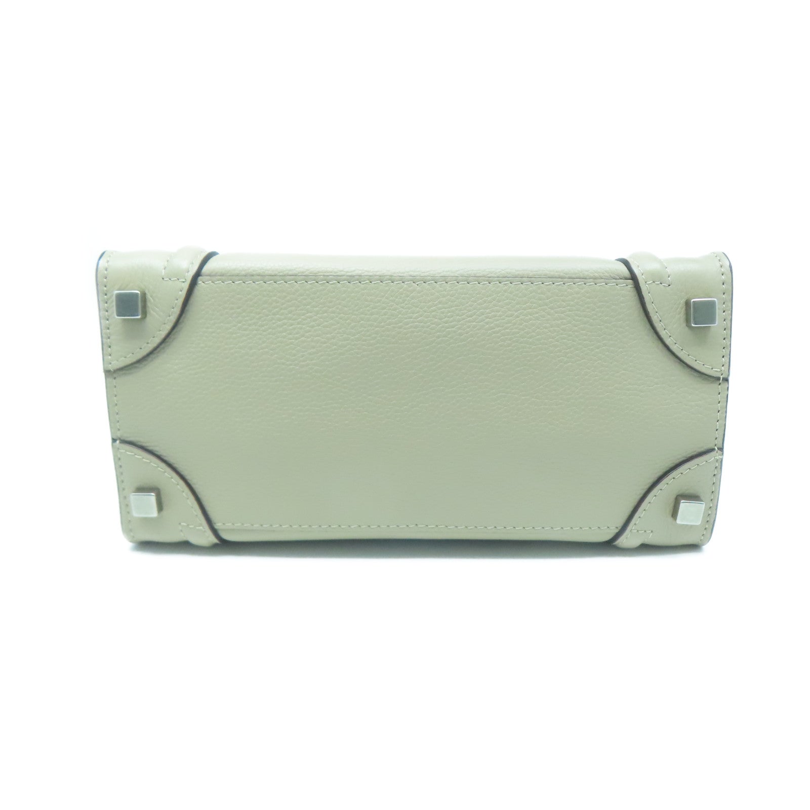 CELINE Cowhide Leather Micro Luggage Silver Buckle Handle Bag Gray