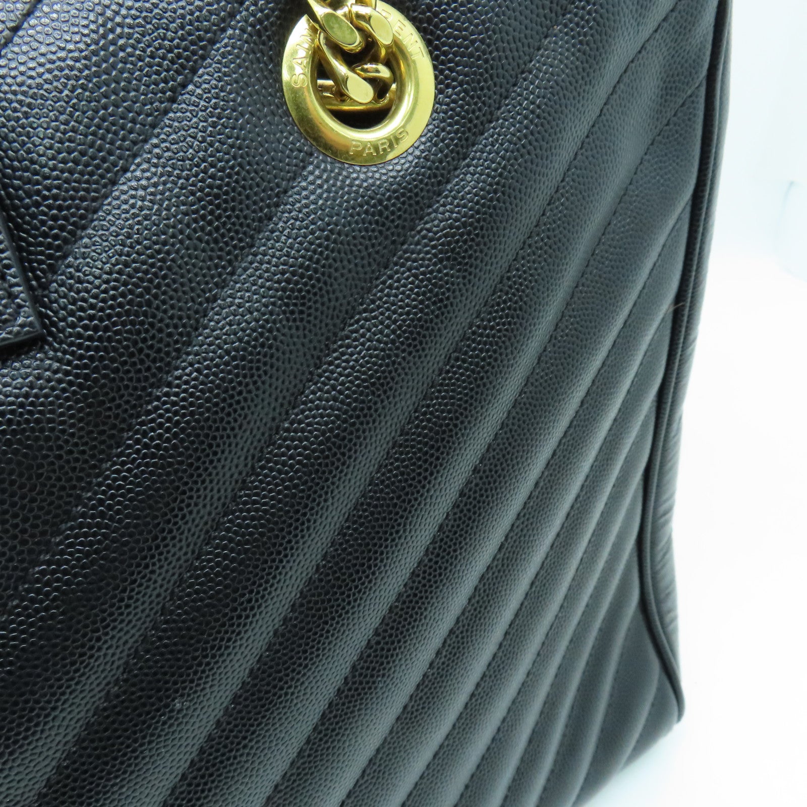YVES SAINT LAURENT 牛皮皮革Chain Shoulder金扣肩背袋黑色