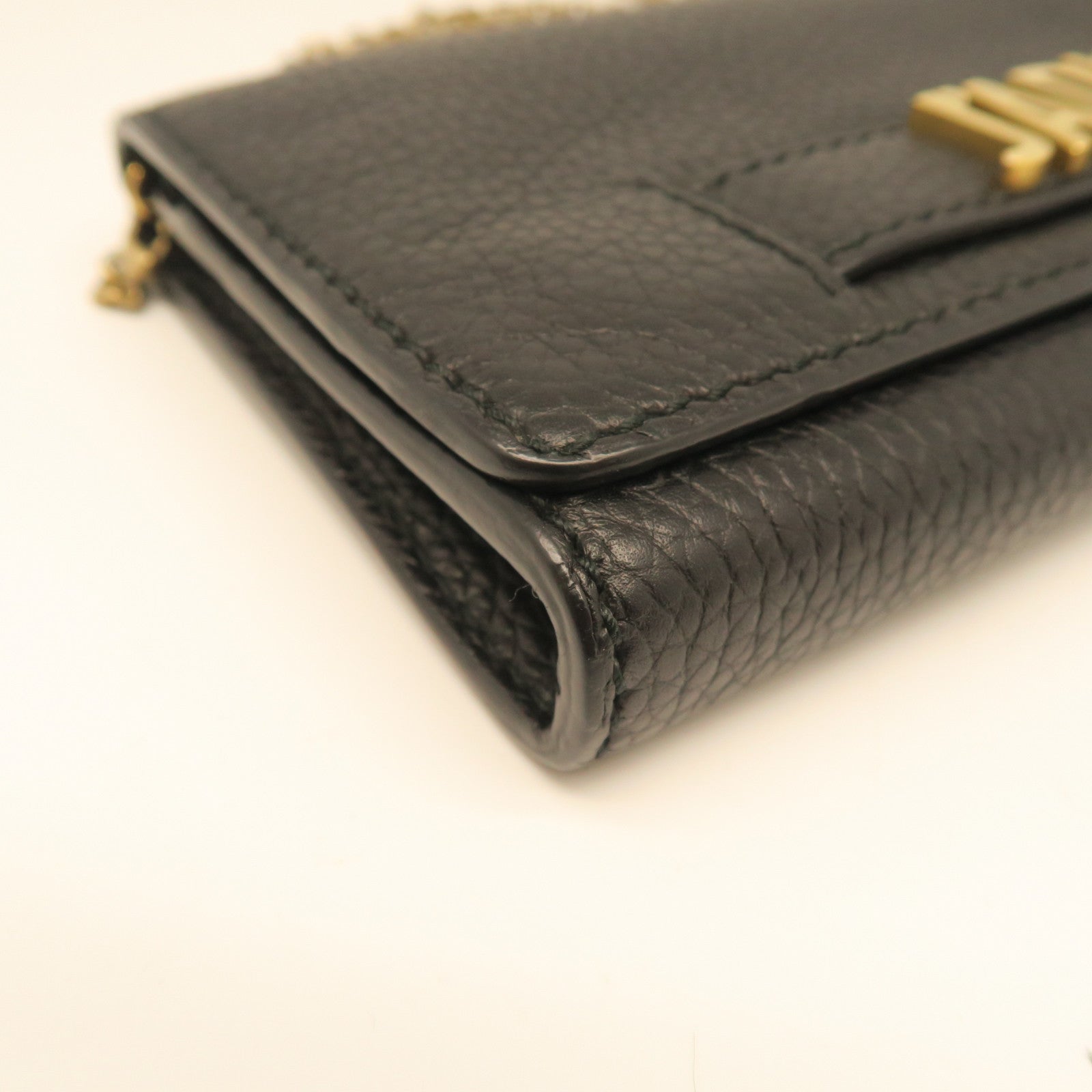 Dior Leather Chain Shoulder Gold Buckle Shoulder Bag Black