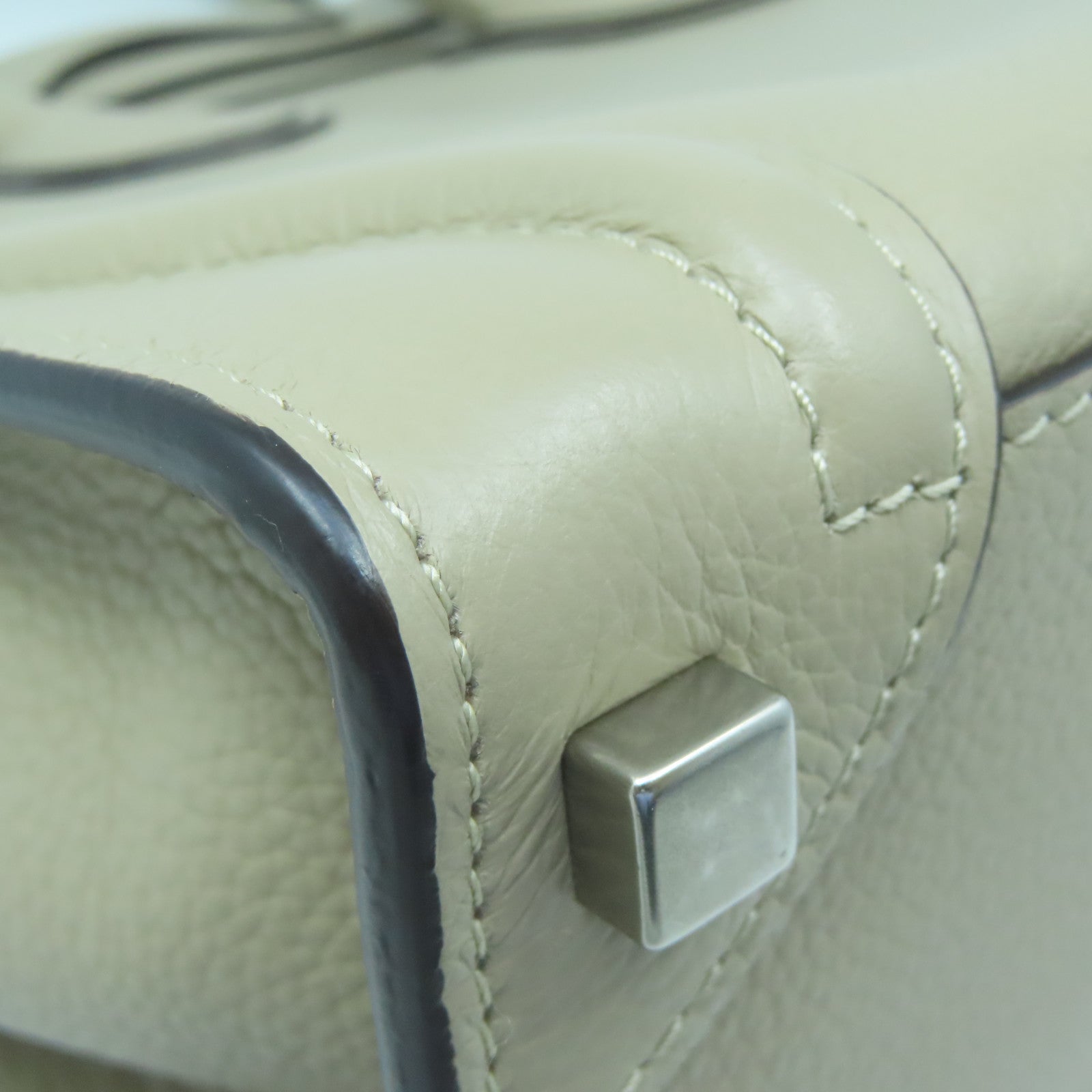 CELINE Cowhide Leather Micro Luggage Silver Buckle Handle Bag Gray