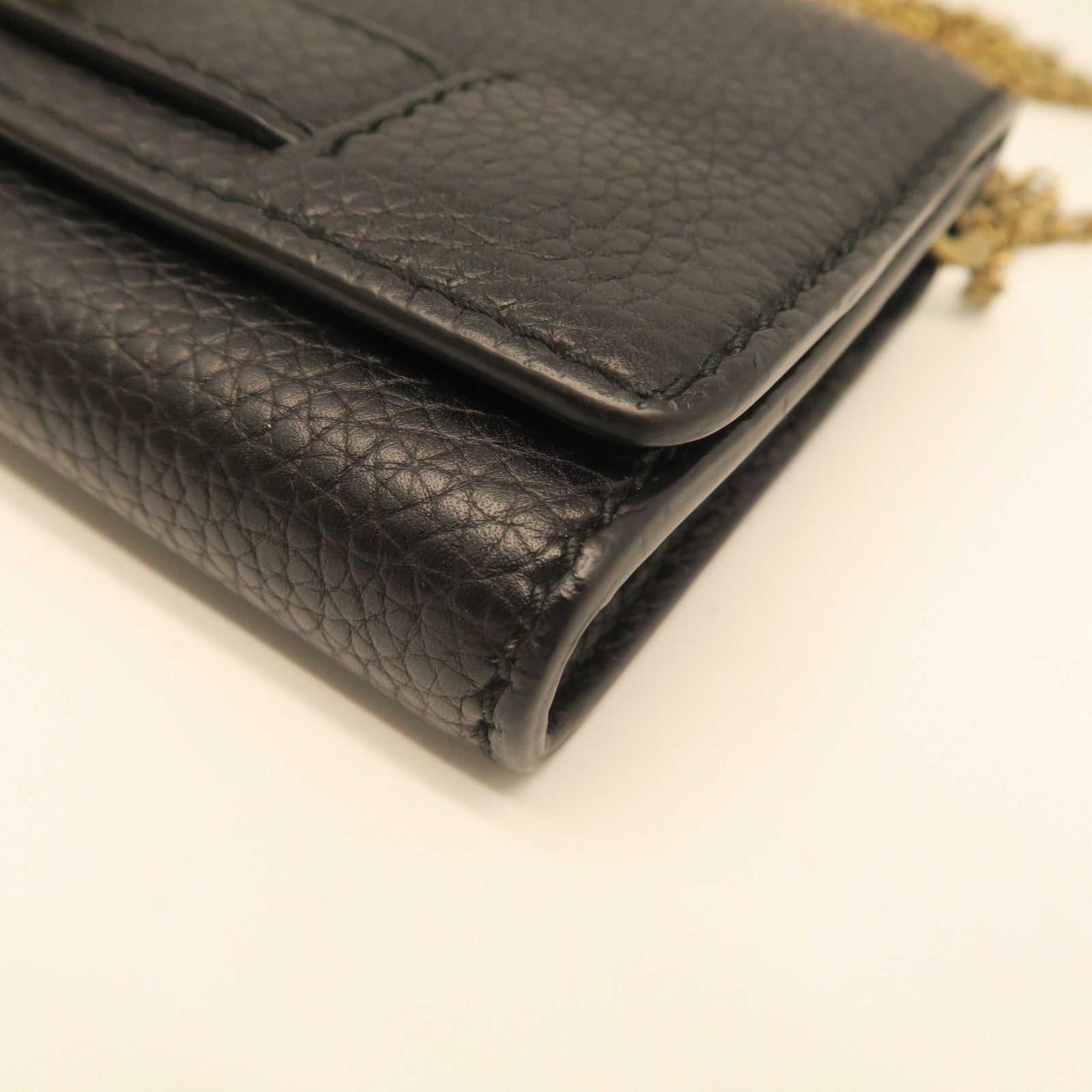 Dior Leather Chain Shoulder Gold Buckle Shoulder Bag Black