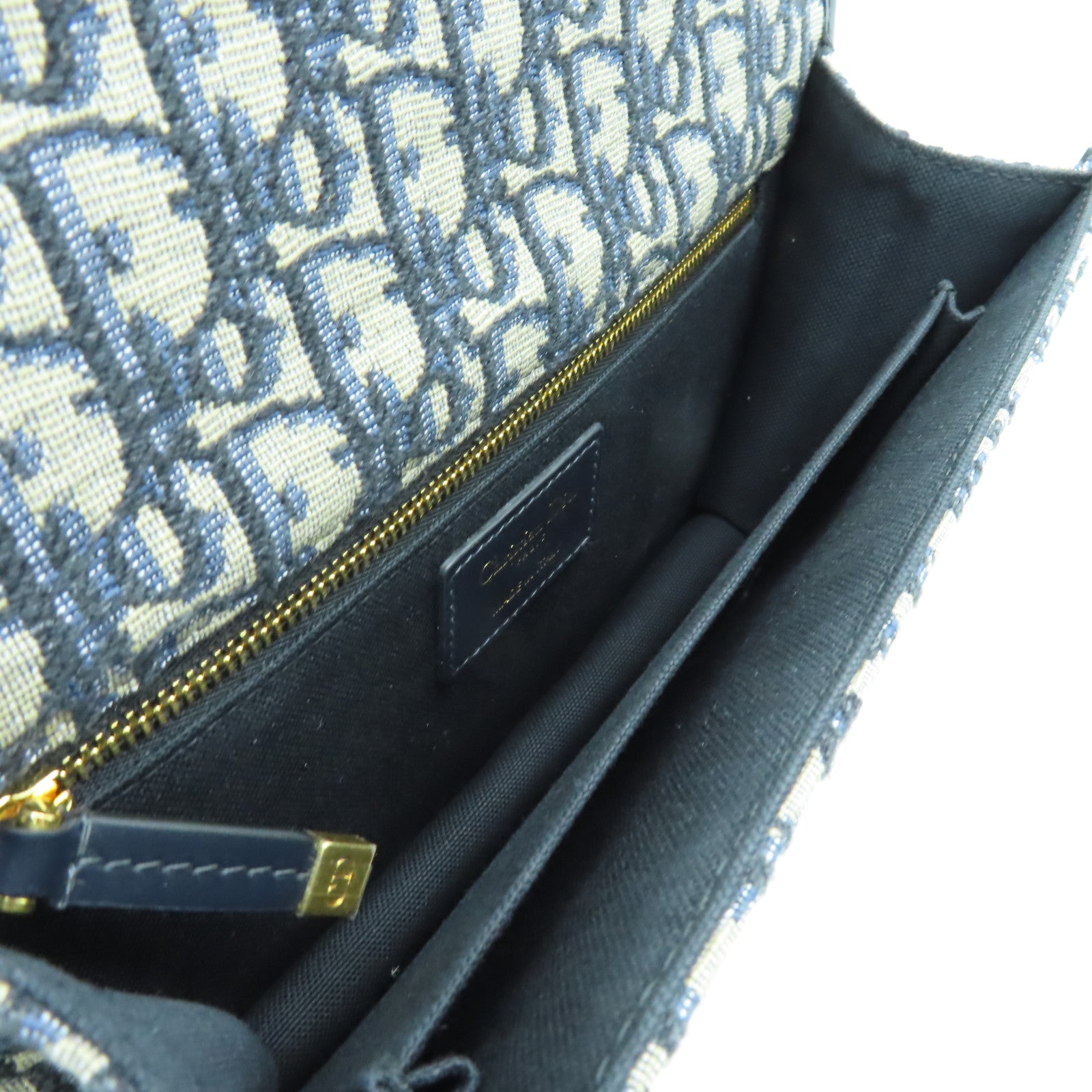 Dior 帆布Montaigne 30金扣鏈帶肩背袋藍色