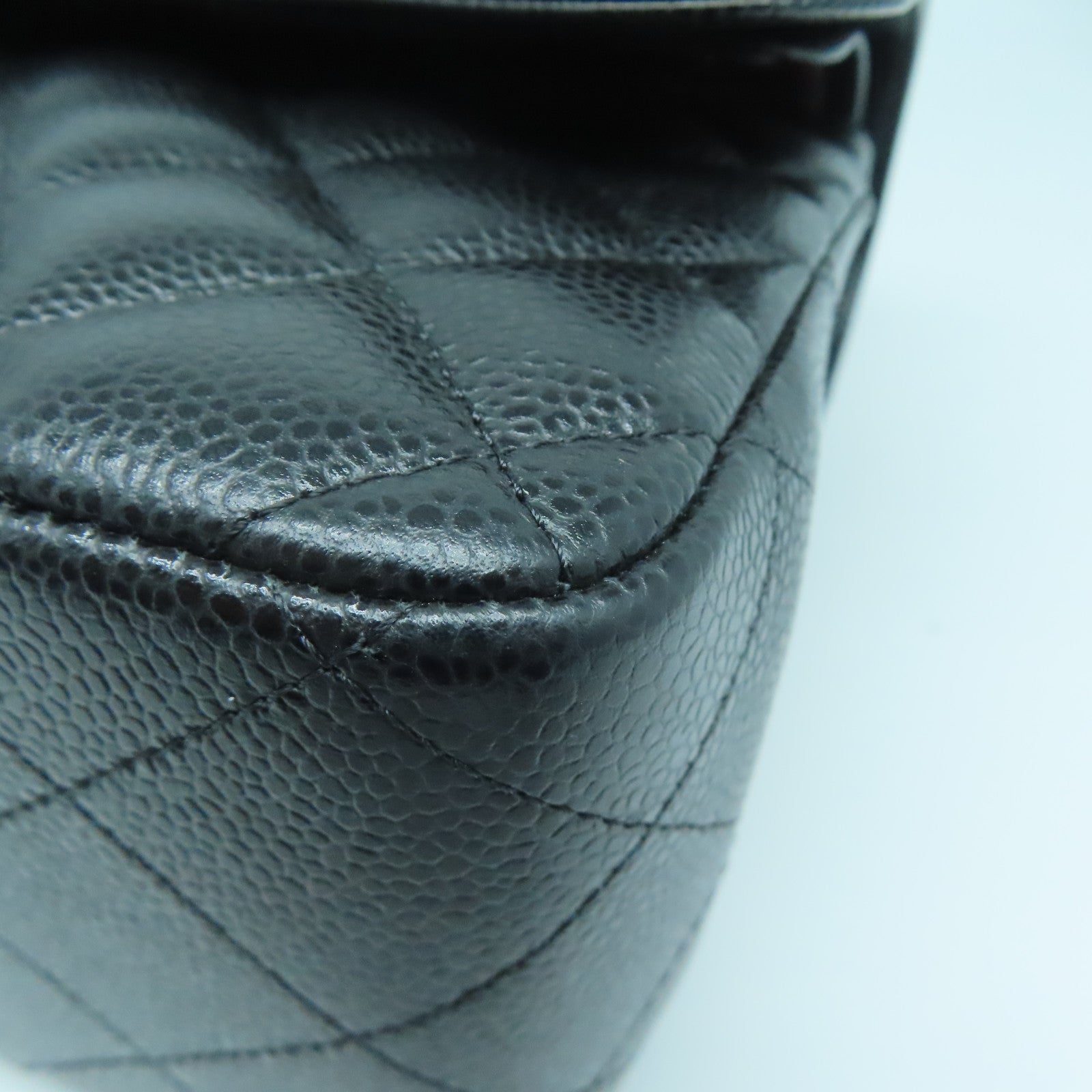 CHANEL 菱格牛皮皮革Chain Shoulder Bag金扣链带肩背袋黑色