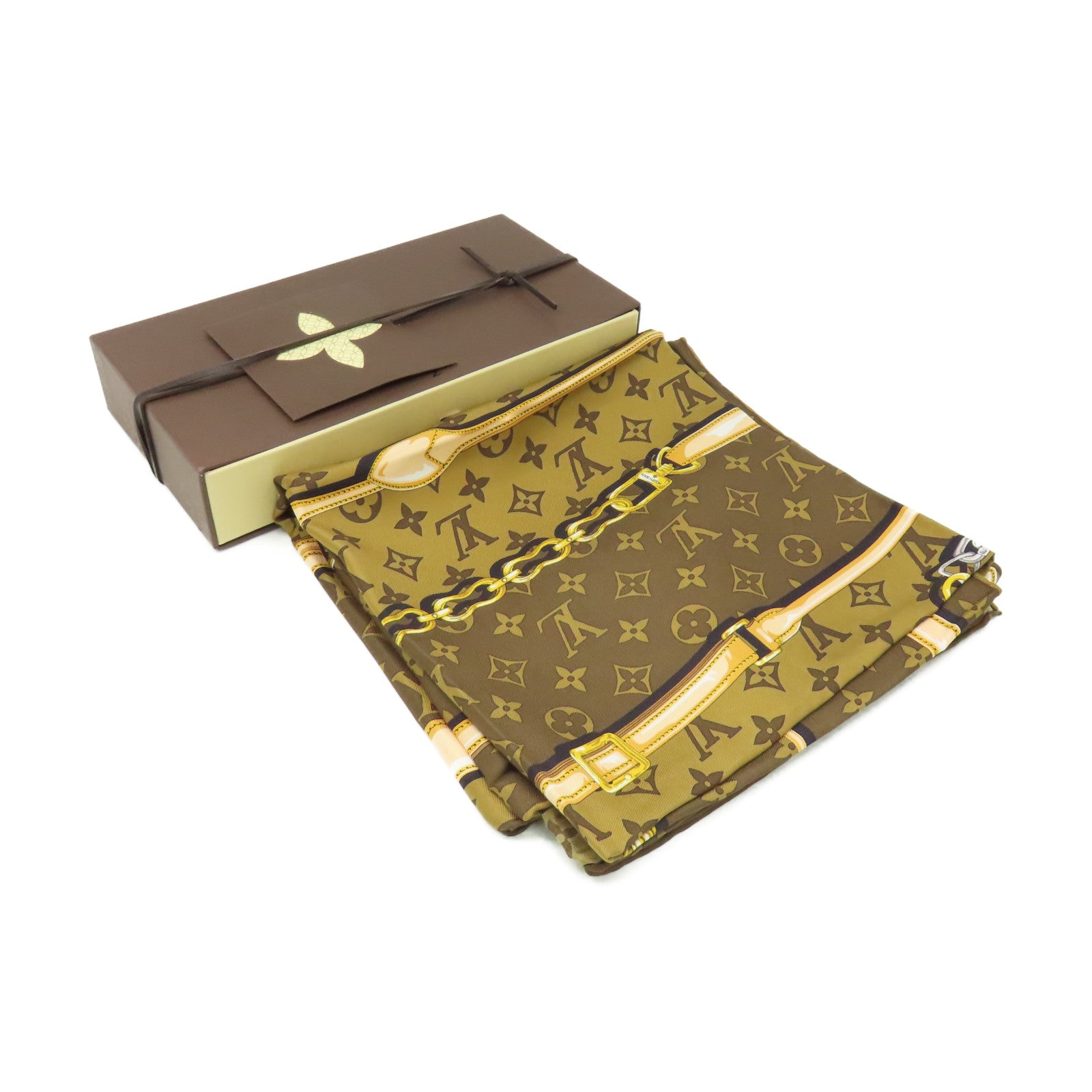 LOUIS VUITTON 絲質Monogram Confidential Square S00 Scarf絲巾啡色