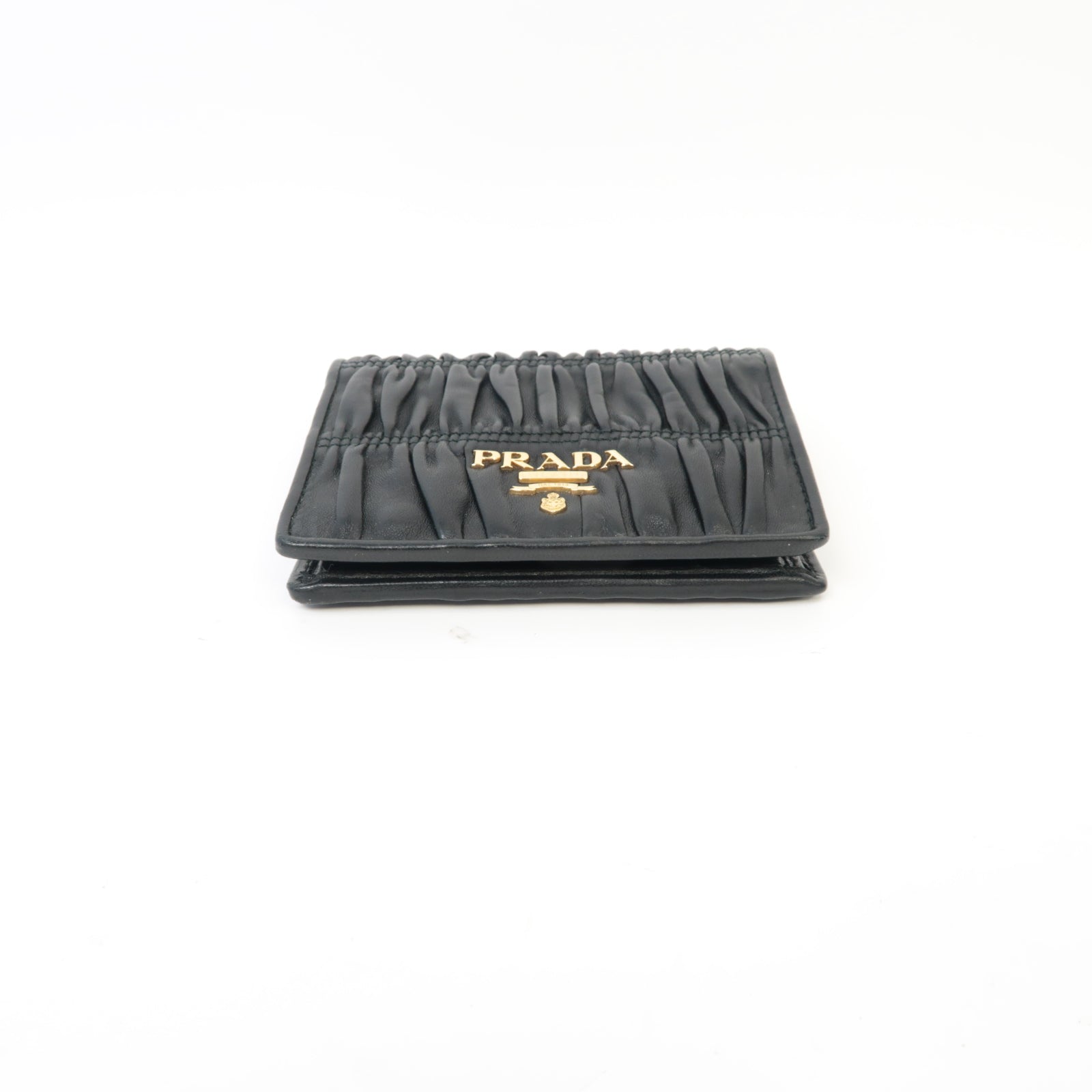 PRADA 羊皮皮革Wallet金扣錢包黑色