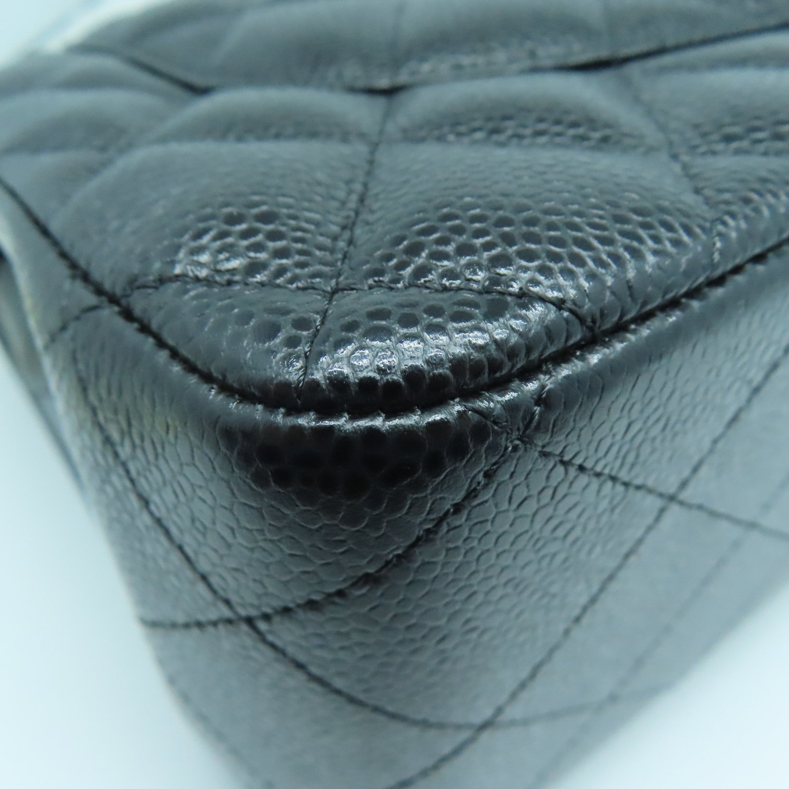 CHANEL 菱格牛皮皮革Chain Shoulder Bag金扣链带肩背袋黑色