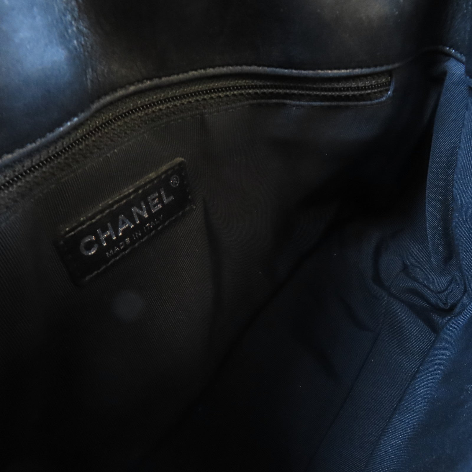 CHANEL 菱格羊皮皮革Chain Shoulder銀扣鏈帶肩背袋黑色