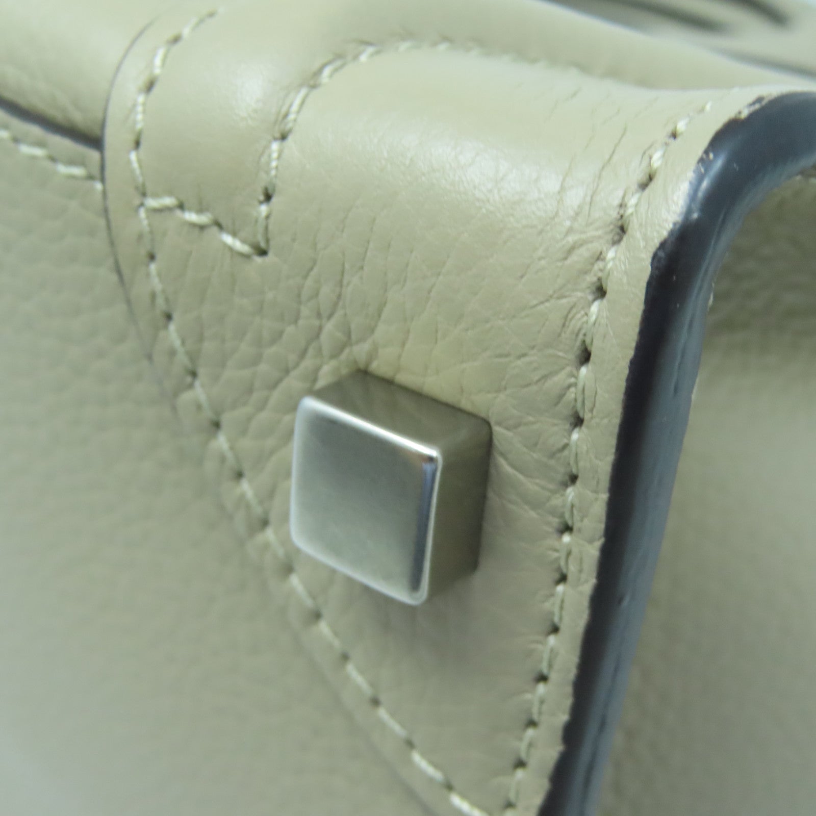 CELINE Cowhide Leather Micro Luggage Silver Buckle Handle Bag Gray