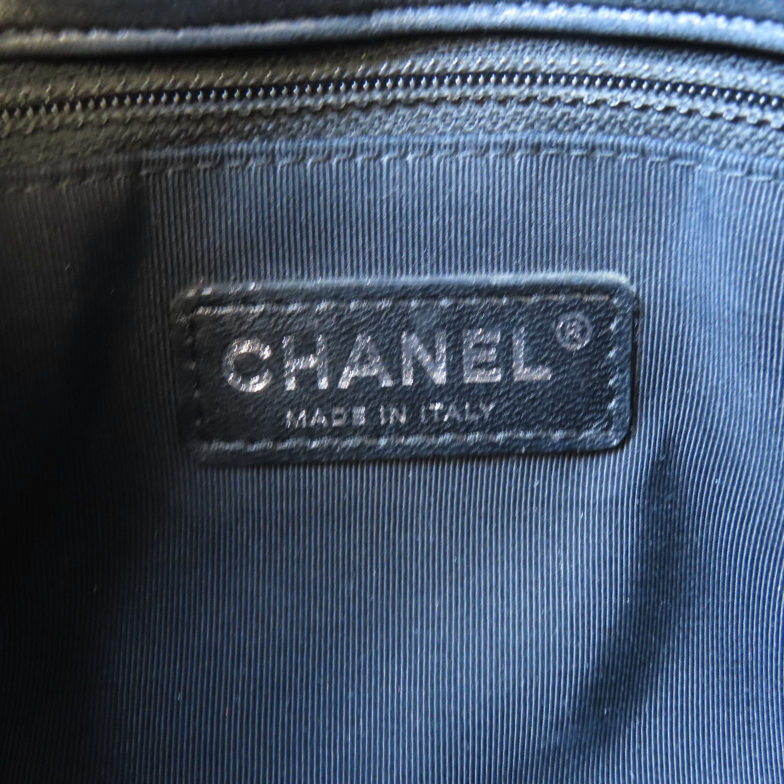 CHANEL 菱格羊皮皮革Chain Shoulder銀扣鏈帶肩背袋黑色