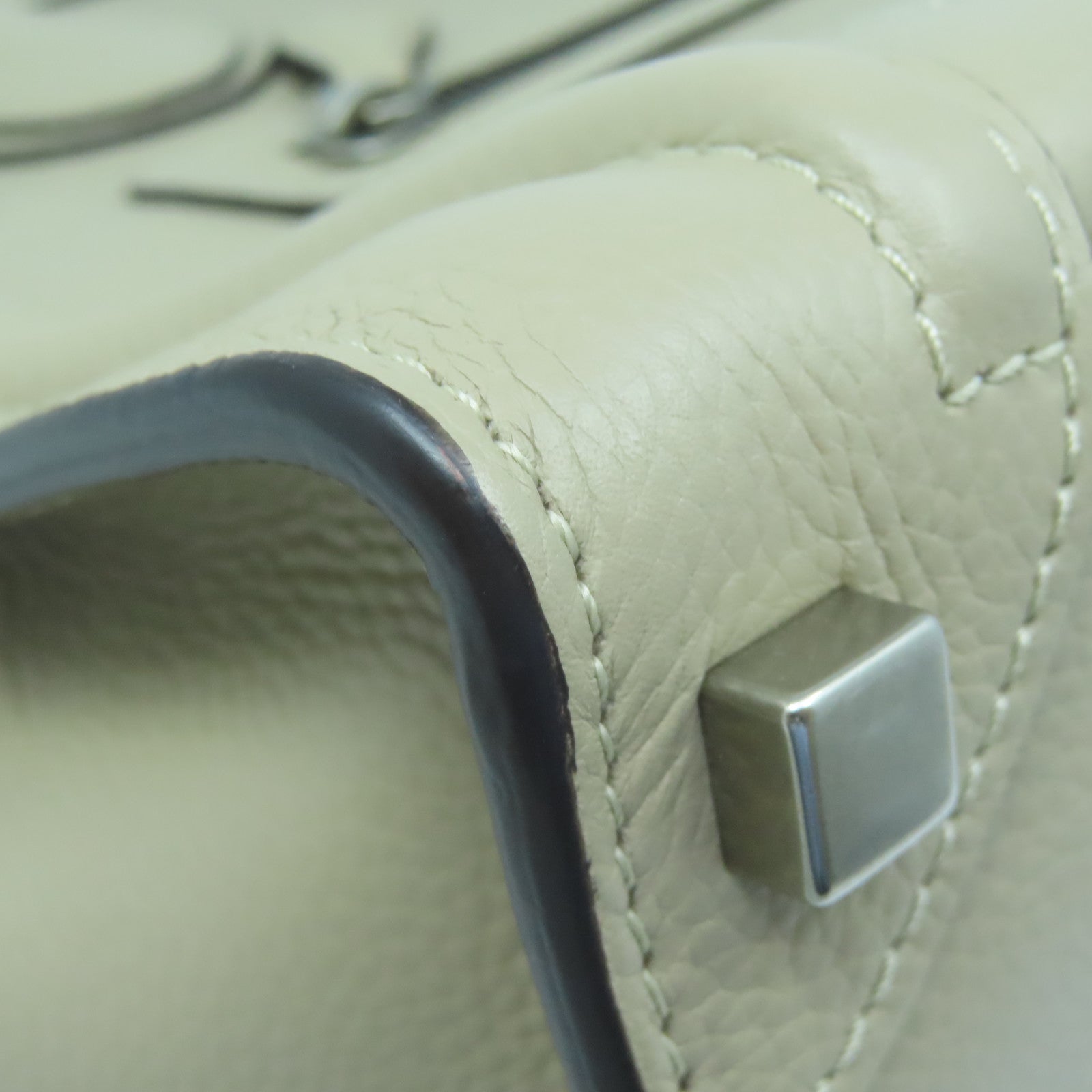 CELINE Cowhide Leather Micro Luggage Silver Buckle Handle Bag Gray