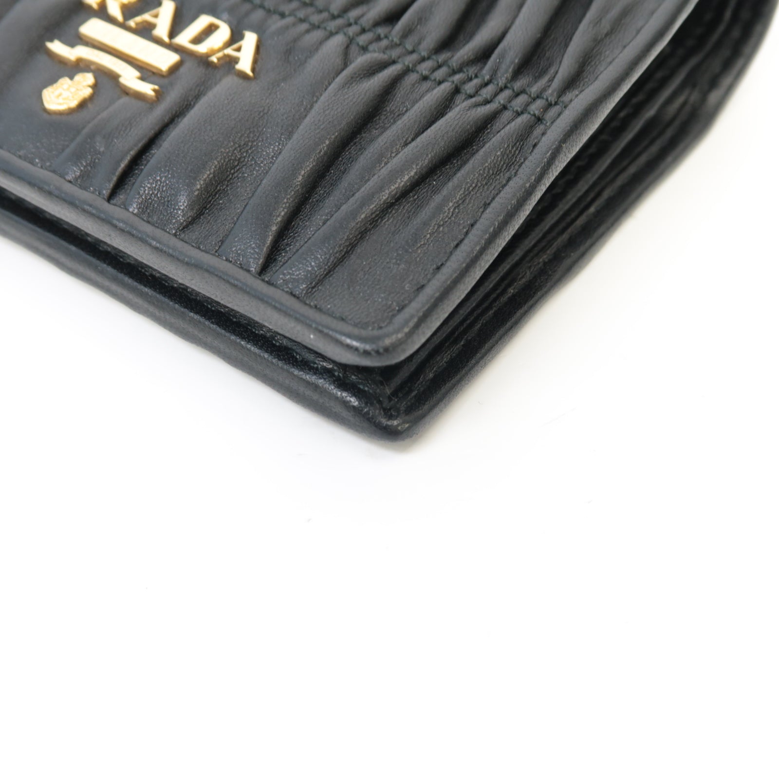 PRADA 羊皮皮革Wallet金扣錢包黑色