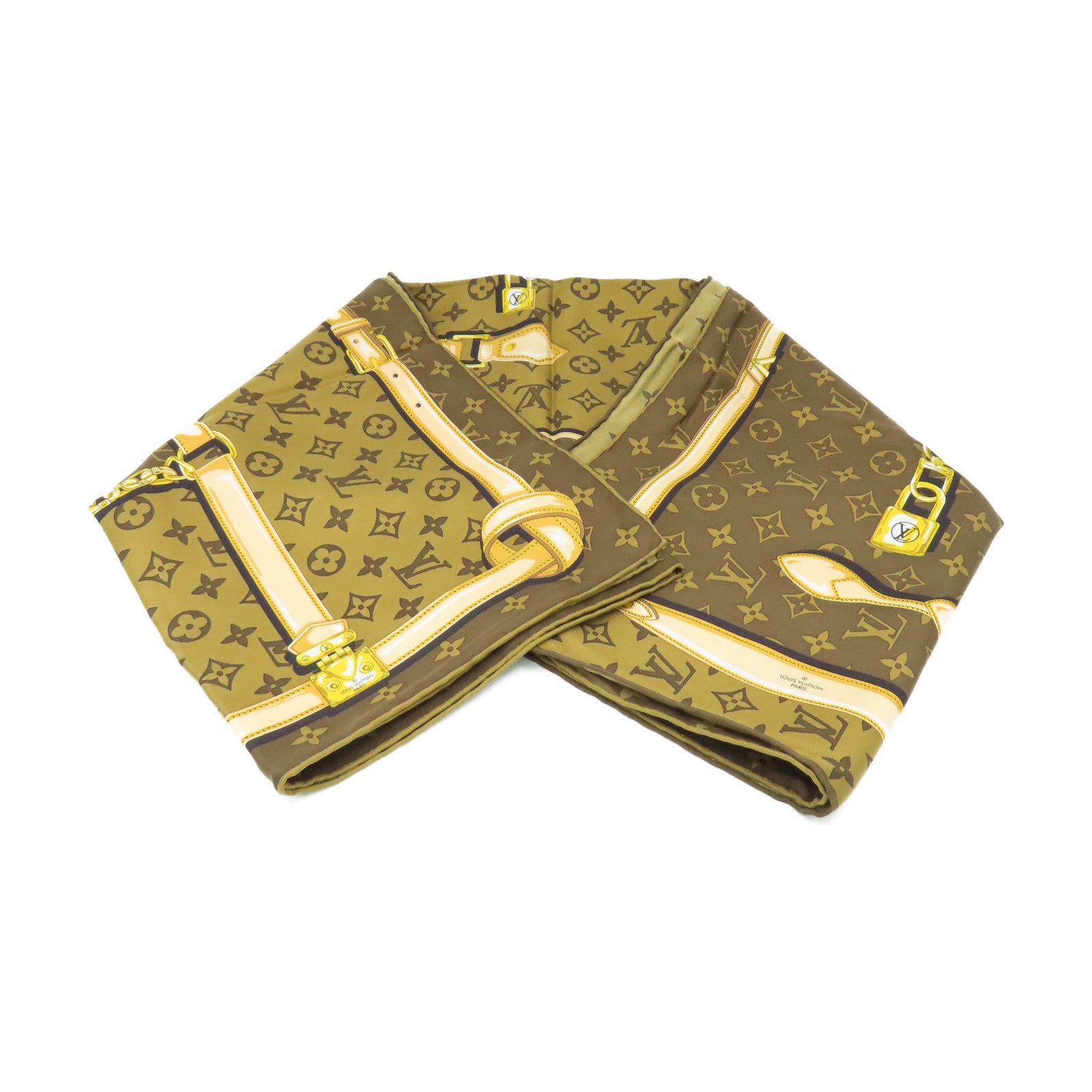 LOUIS VUITTON 絲質Monogram Confidential Square S00 Scarf絲巾啡色