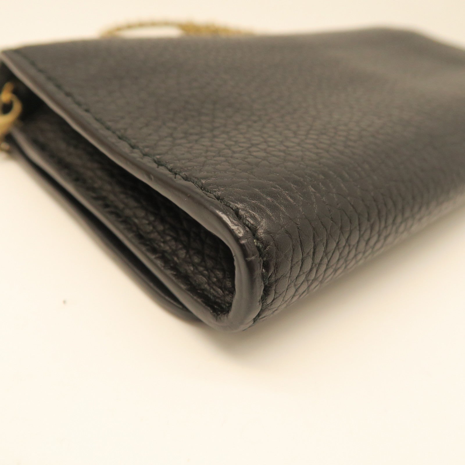 Dior Leather Chain Shoulder Gold Buckle Shoulder Bag Black