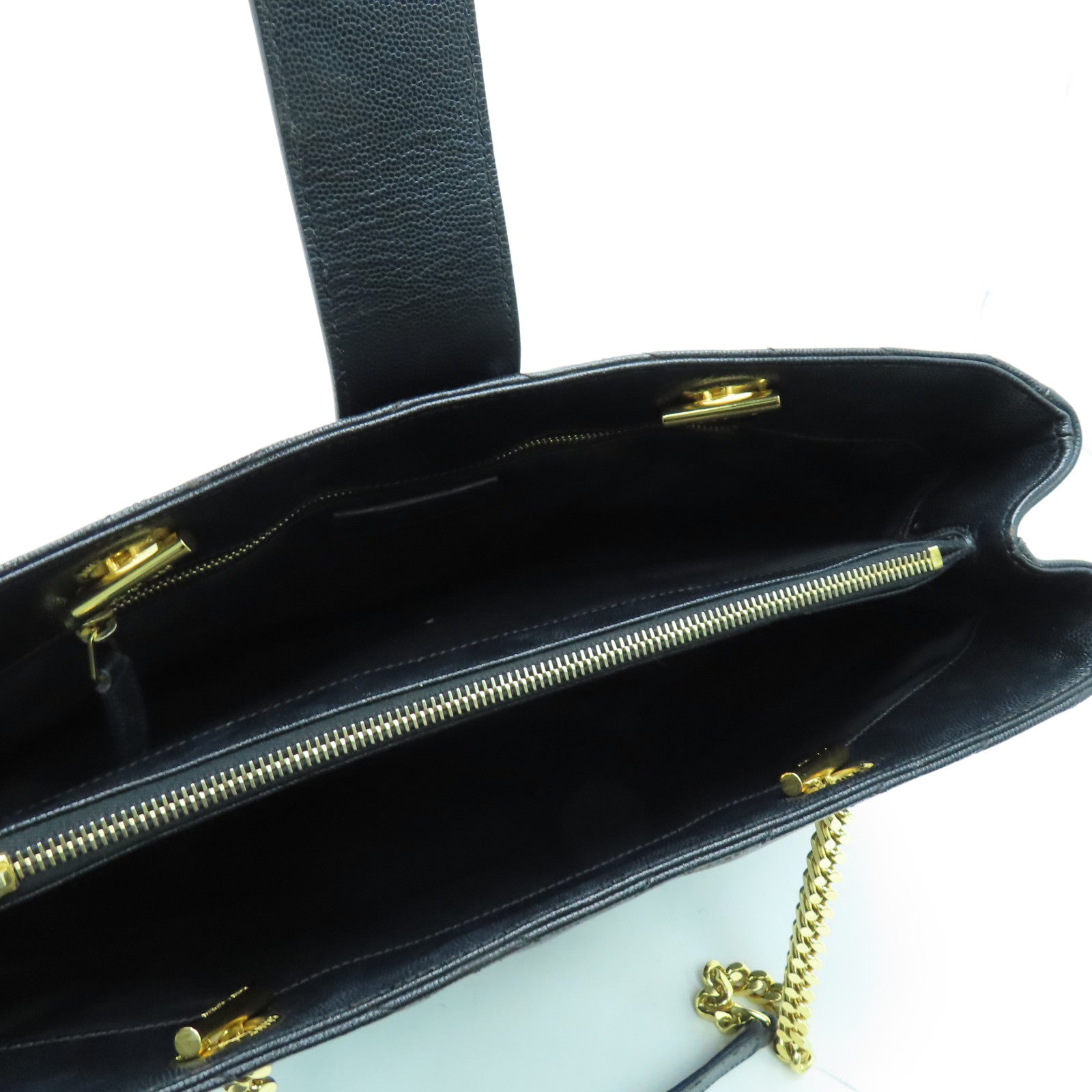 YVES SAINT LAURENT 牛皮皮革Chain Shoulder金扣肩背袋黑色