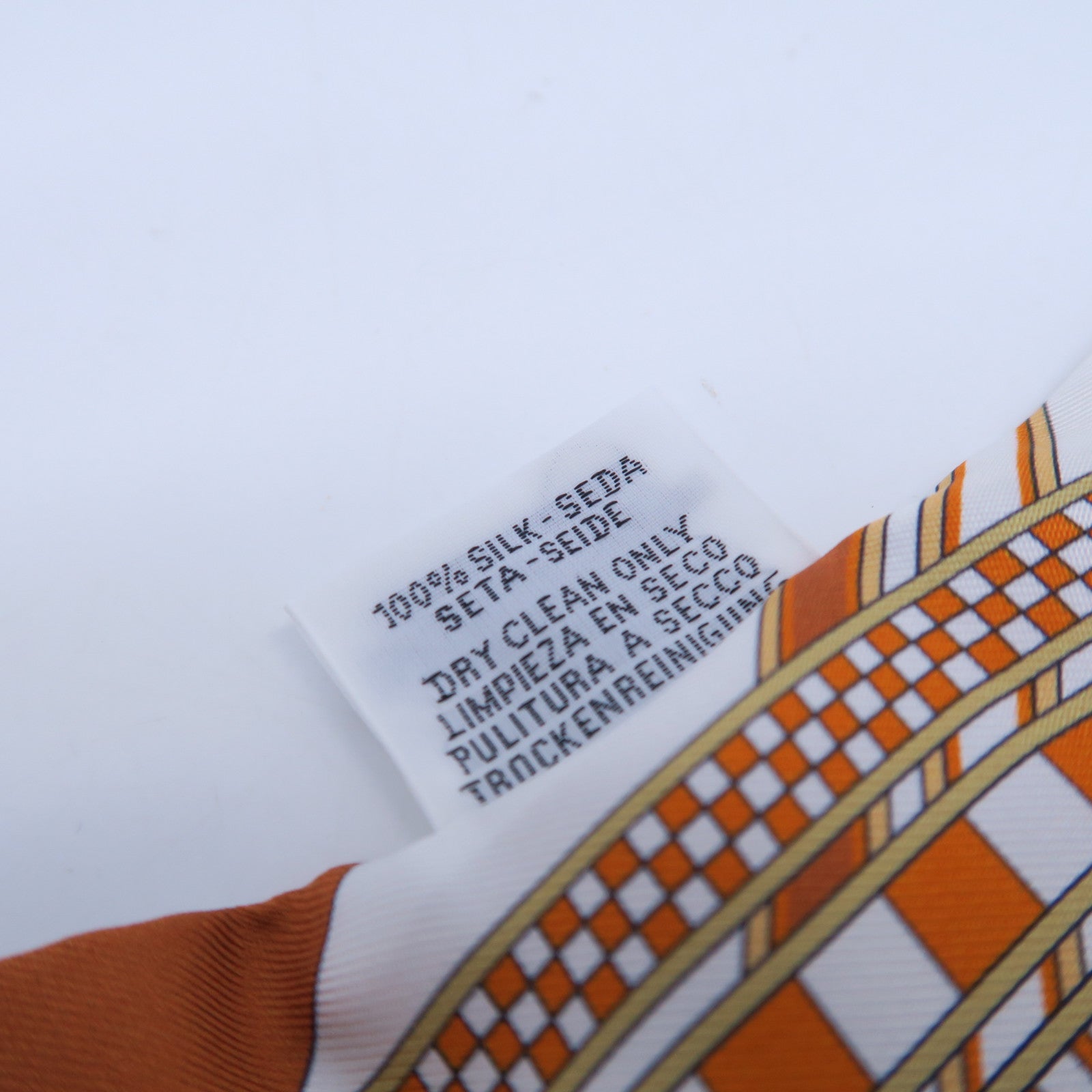 HERMES 絲質Twilly Scarf絲巾啡色/橙色/白色