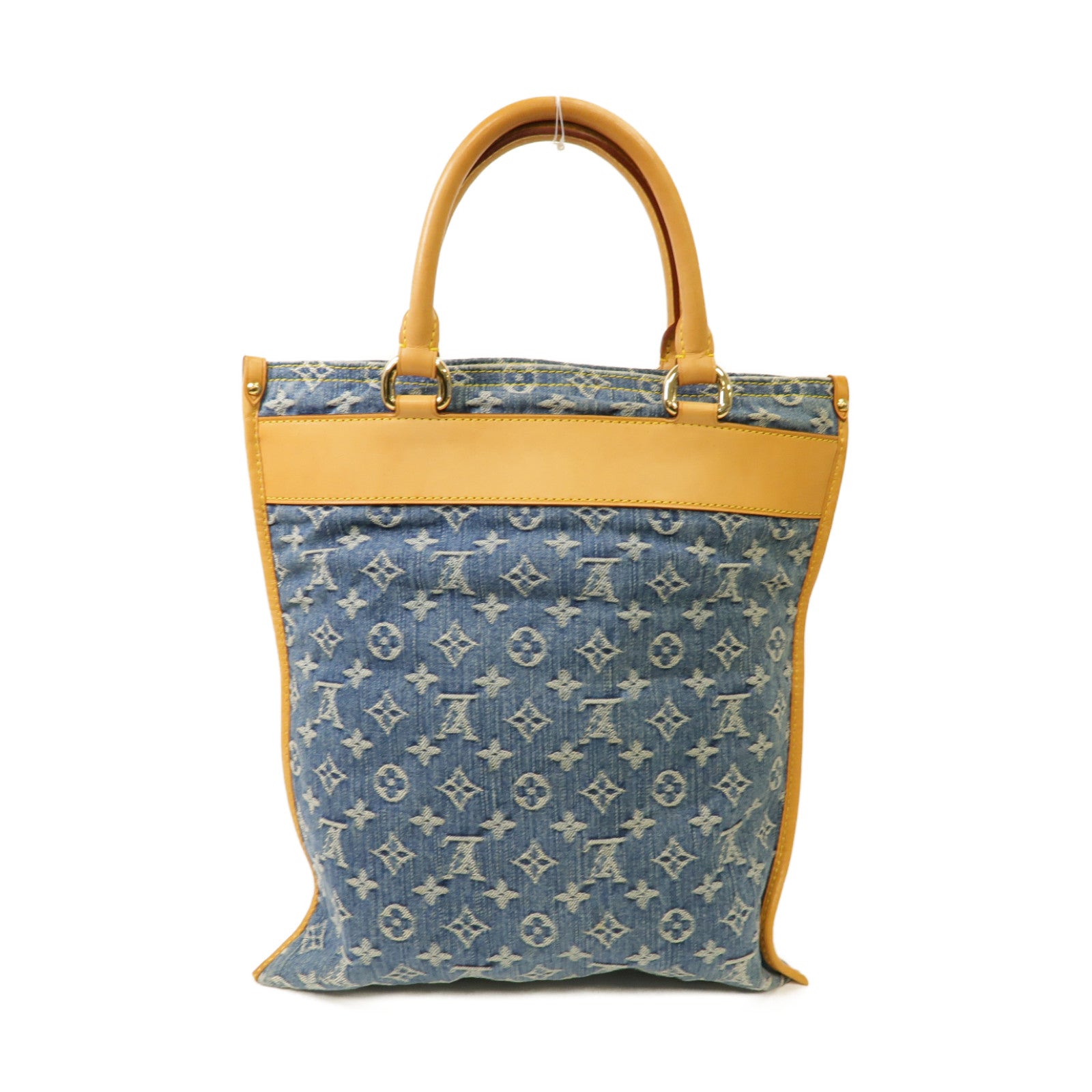 LOUIS VUITTON Monogram Denim Flat Shopper Tote金扣手挽袋藍色/啡色