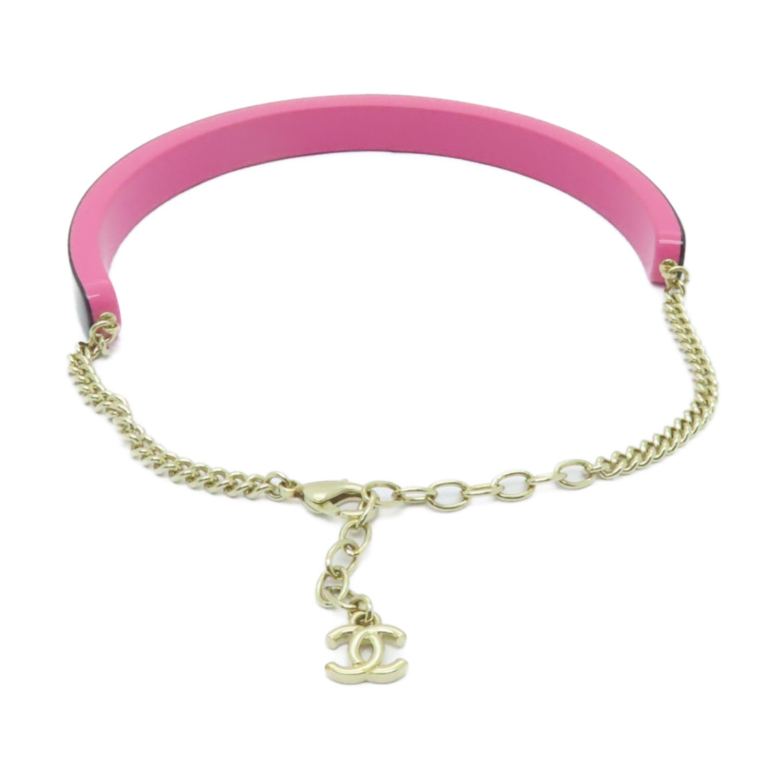 CHANEL PVC/金屬Necklace項鍊粉紅色/黒色