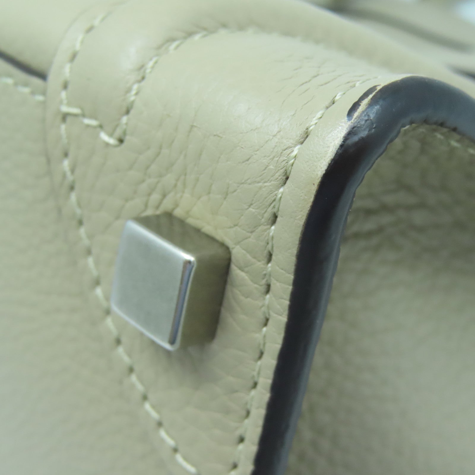 CELINE Cowhide Leather Micro Luggage Silver Buckle Handle Bag Gray