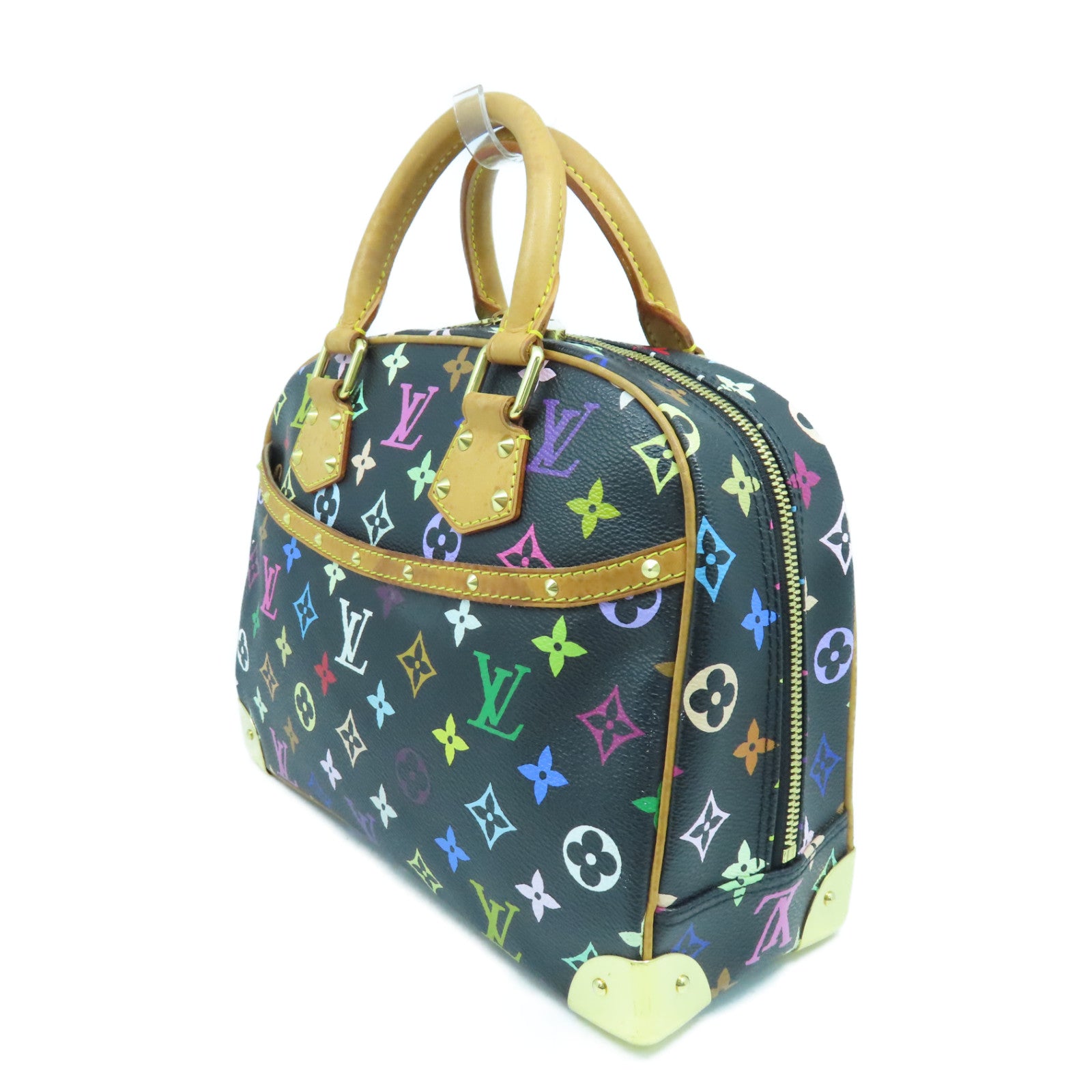 LOUIS VUITTON Monogram Multicolore Trouville金扣手挽袋黑色/彩色