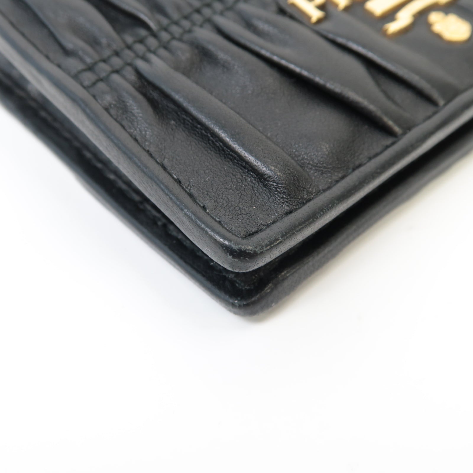 PRADA 羊皮皮革Wallet金扣錢包黑色