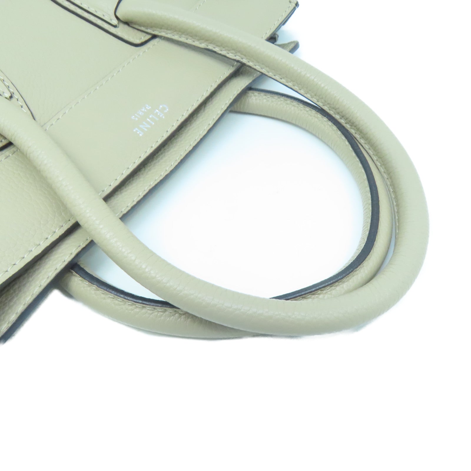 CELINE Cowhide Leather Micro Luggage Silver Buckle Handle Bag Gray
