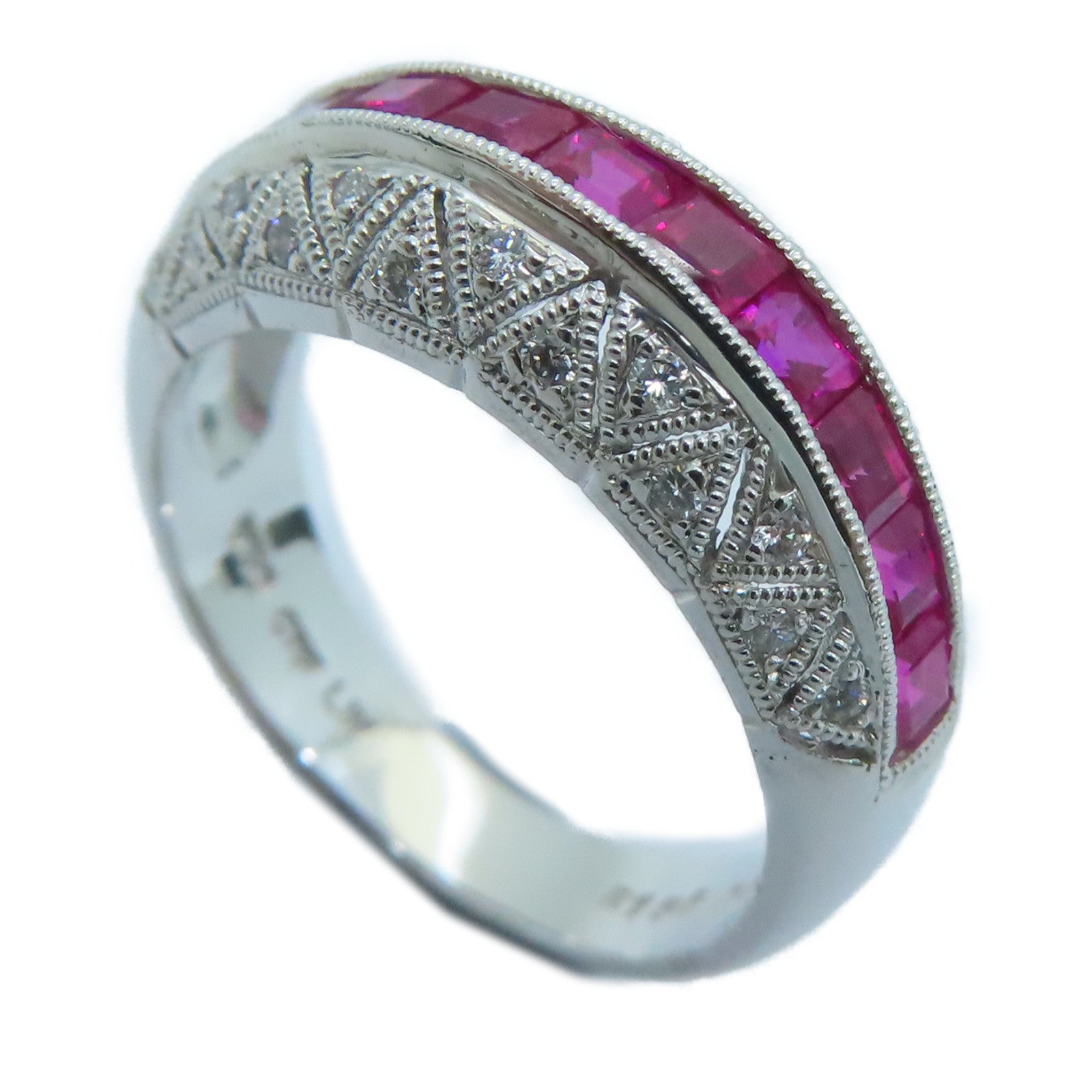 JEWELRY 18K白金Ruby Diamond Ring1.61ct红宝石/0.15ct钻石戒指US#6